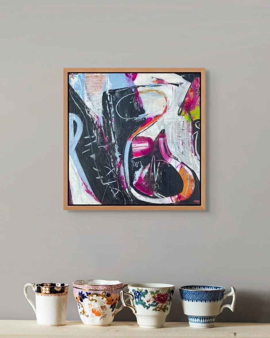 5700 Miles From Sausalito 13 - Abstract painting hanging on a hallway wall