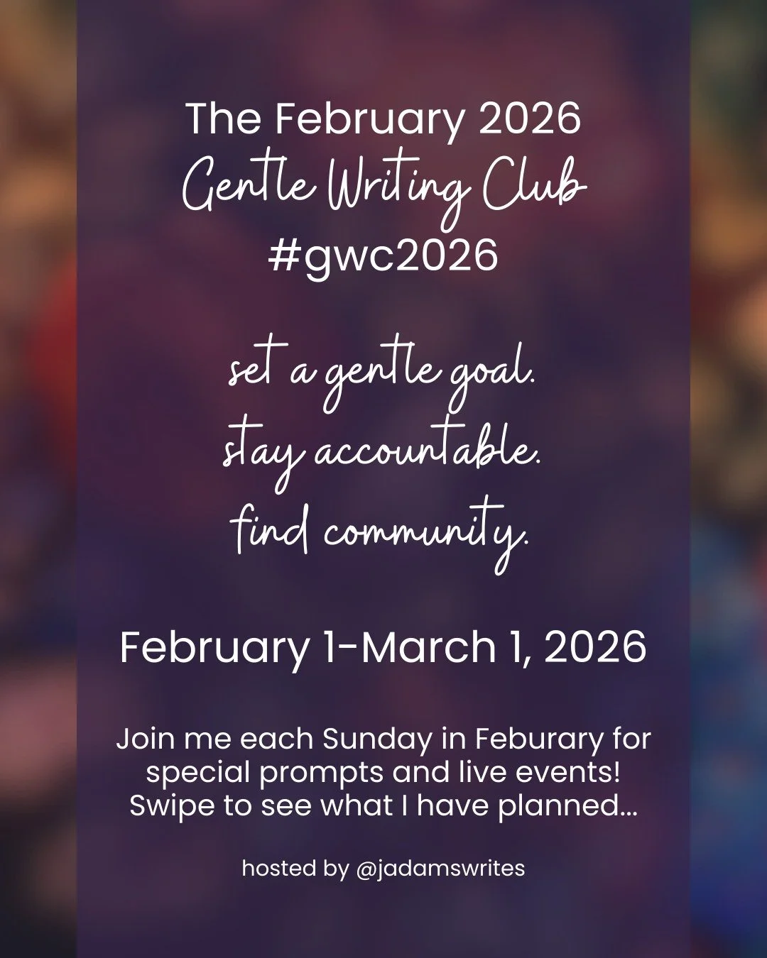 Write gently with me from February 1-March 1.

Participation in the Gentle Writing Club Instagram challenge is open and available to everyone. To access the zooms and the discord, I am asking that you provide a receipt of donation of at least $5 to a