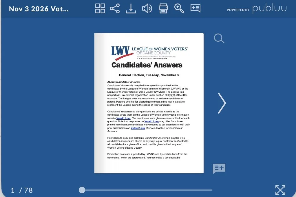 Front page of our voter guide, Candidates' Answers