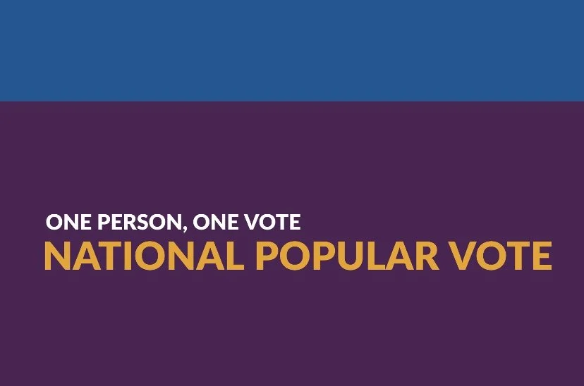 Text: One person, one vote NATIONAL POPULAR VOTE