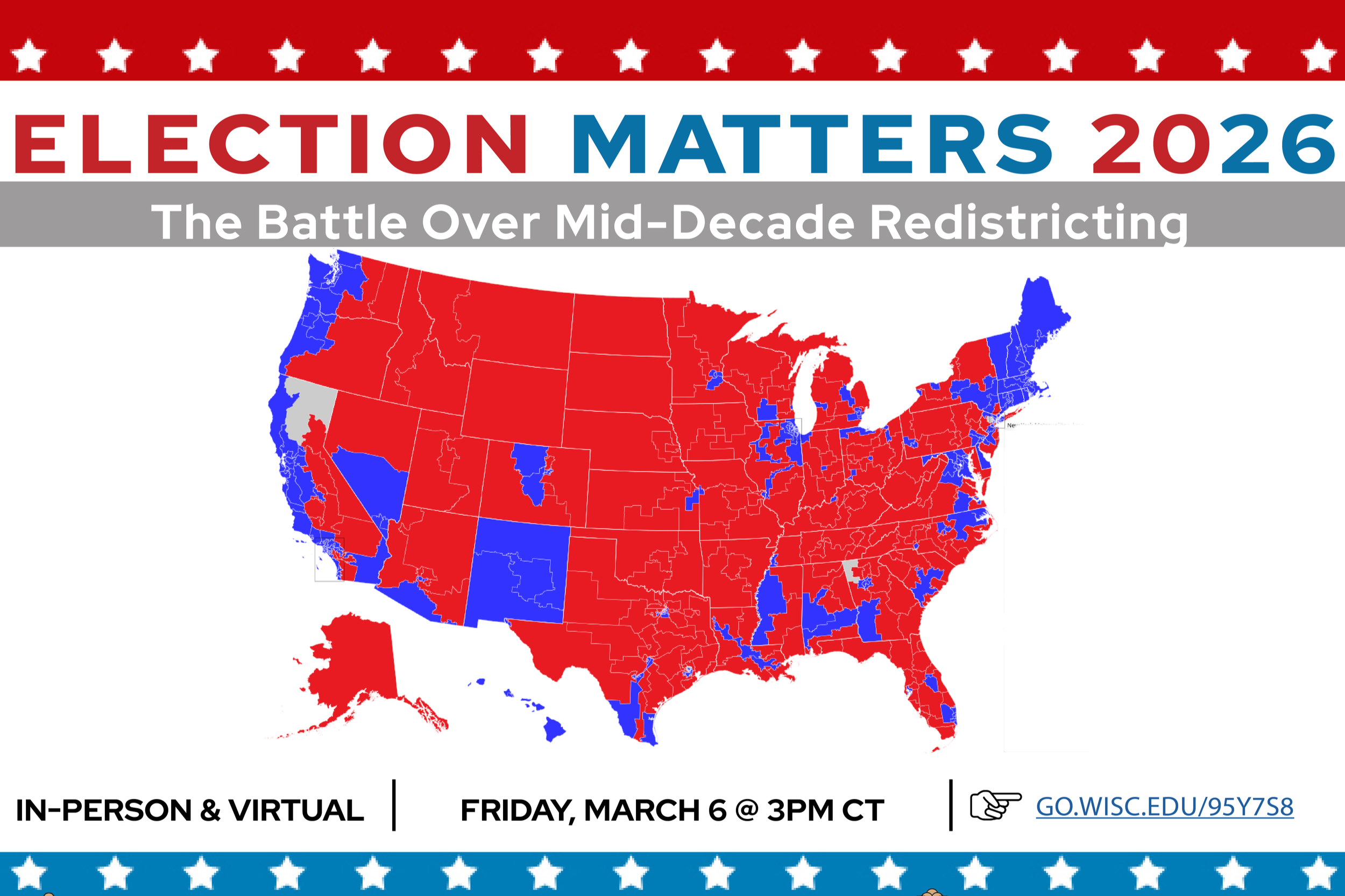 US map with states shown red or blue