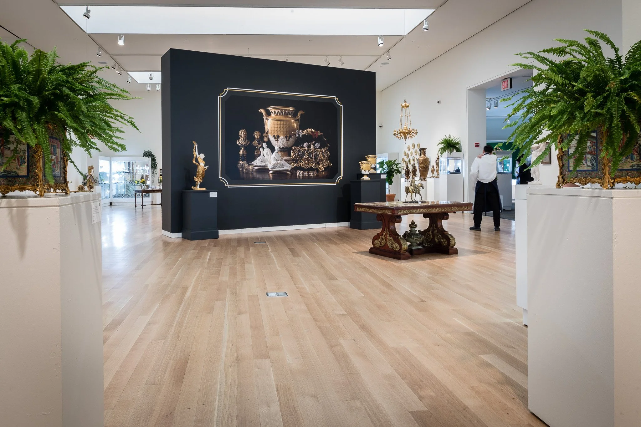 Paulette Tavormina for Sotheby’s — From LUXE: The Art of the Table, a still life in her Old Master style featuring classic sculptures, paintings, and floral-accented decor in Sotheby’s 10th floor gallery.