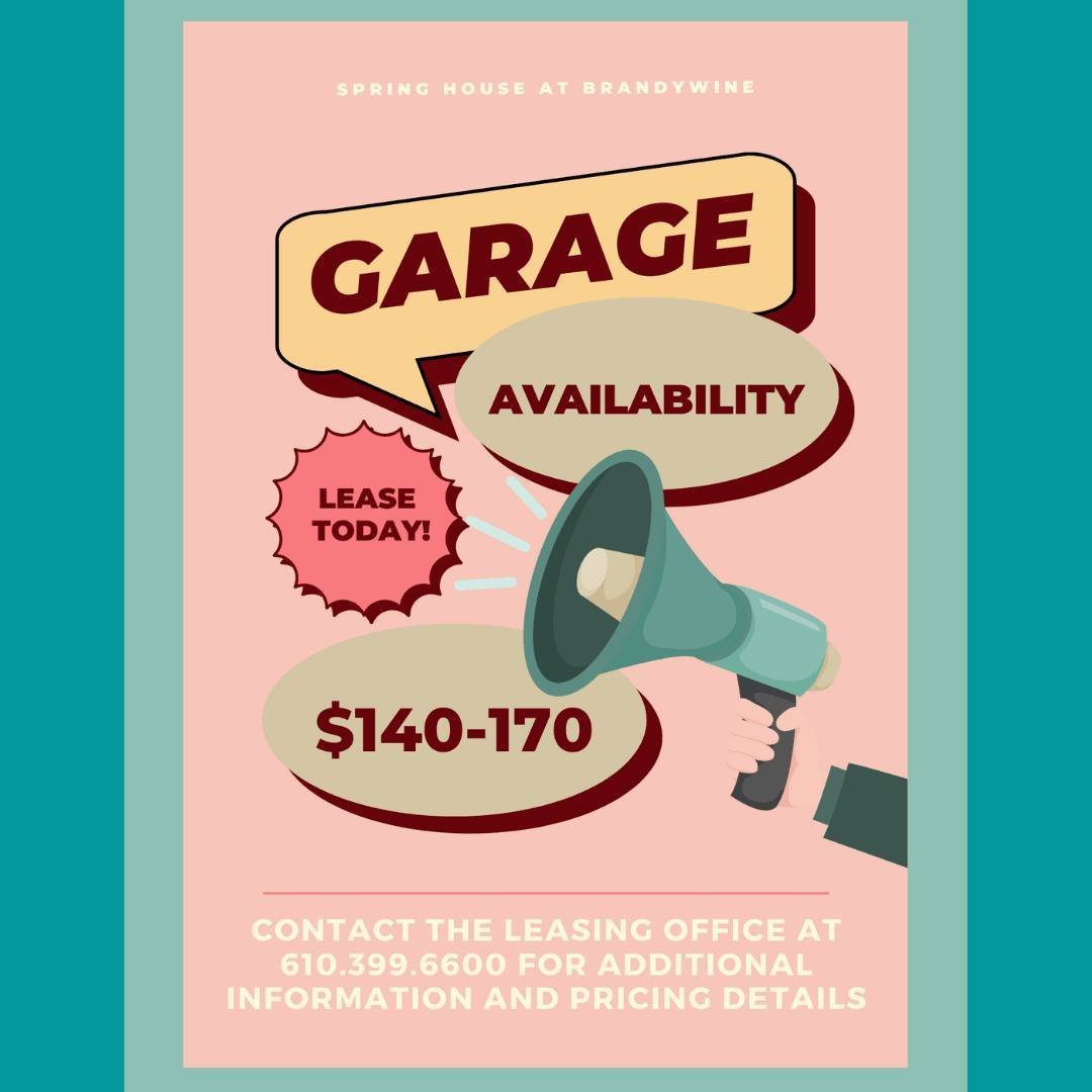 Did you know Spring House at Brandywine offers garages? Whether you need covered parking or just a bit more storage, our garages are a great option!