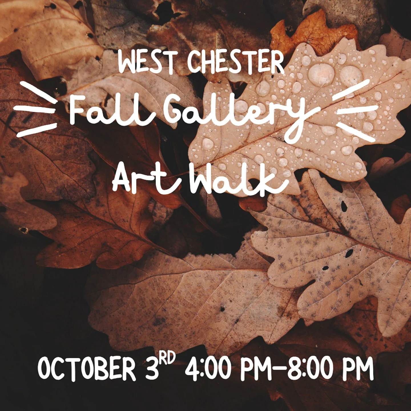 Come explore the vibrant art scene in Downtown West Chester during our Fall 2025 Gallery Walk on Friday, October 3rd from 4pm-8pm! This self-guided art tour celebrates the thriving community of artists and galleries that make greater West Chester the