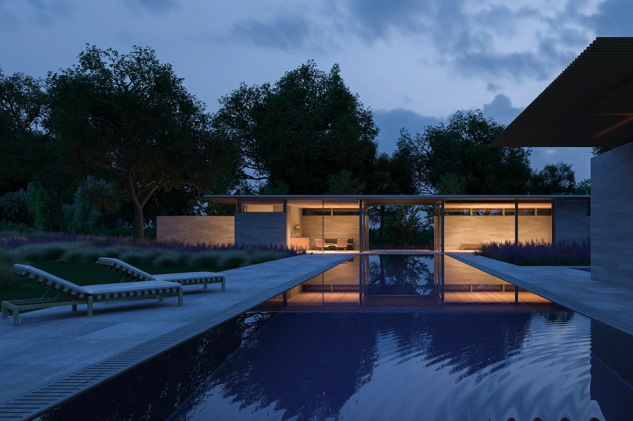 Foothills residence exterior with pool