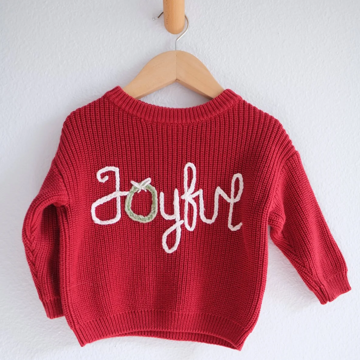 red toddler embroidered sweater