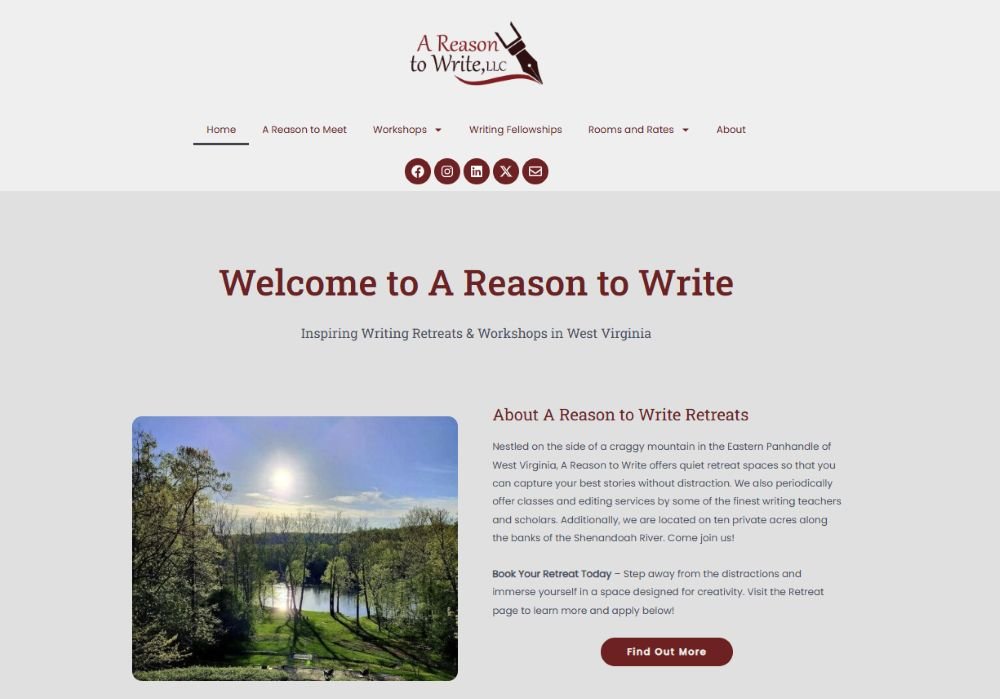 An image of the A Reason To Write Homepage