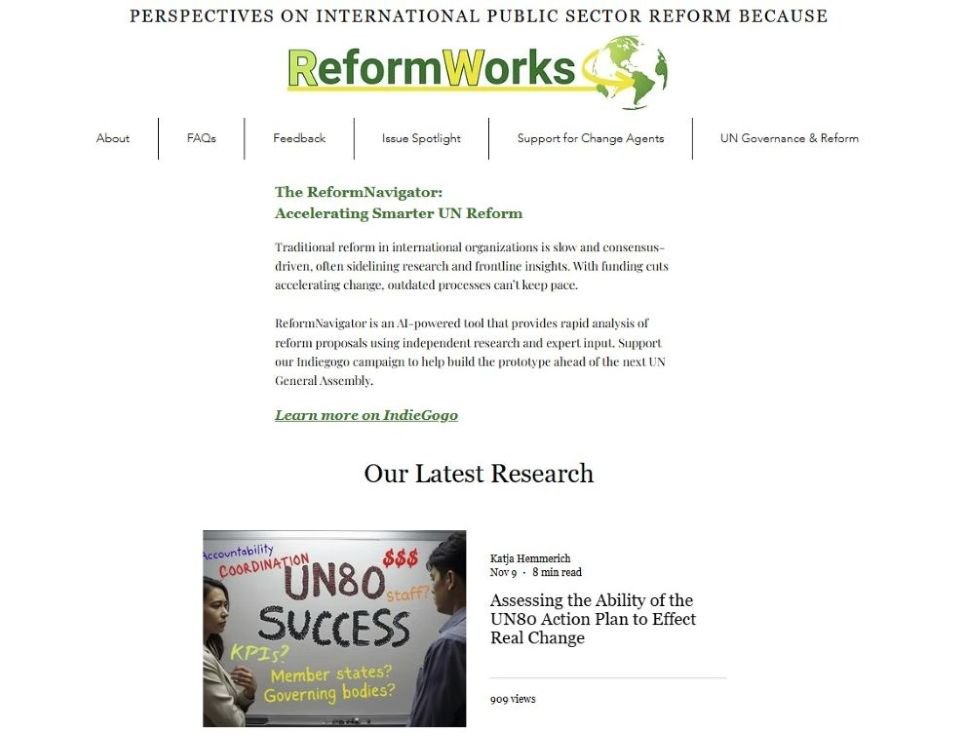 An image of the ReformWorks.org Homepage