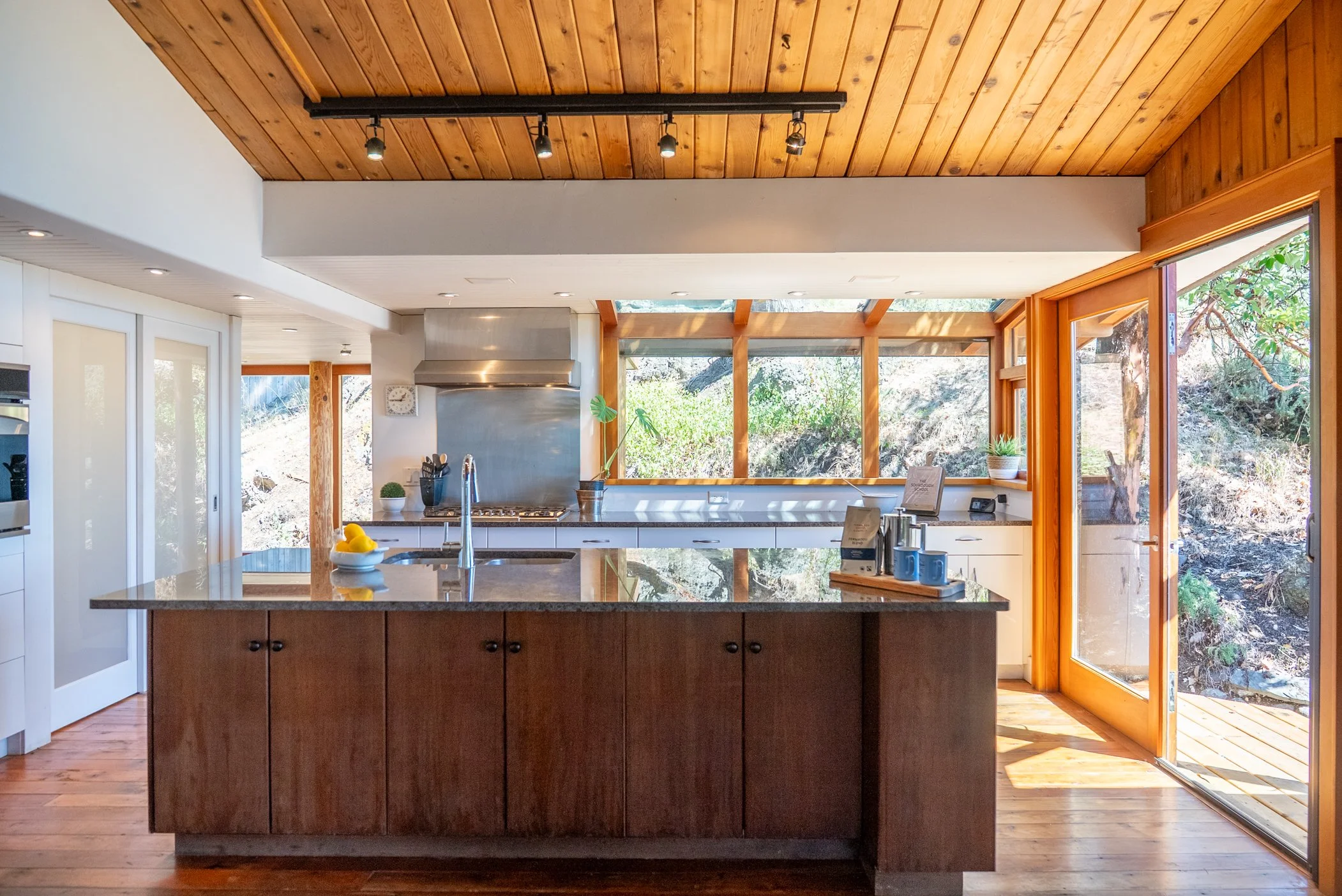 Bright interior of a Pender Island residence, professionally photographed for a real estate listing.