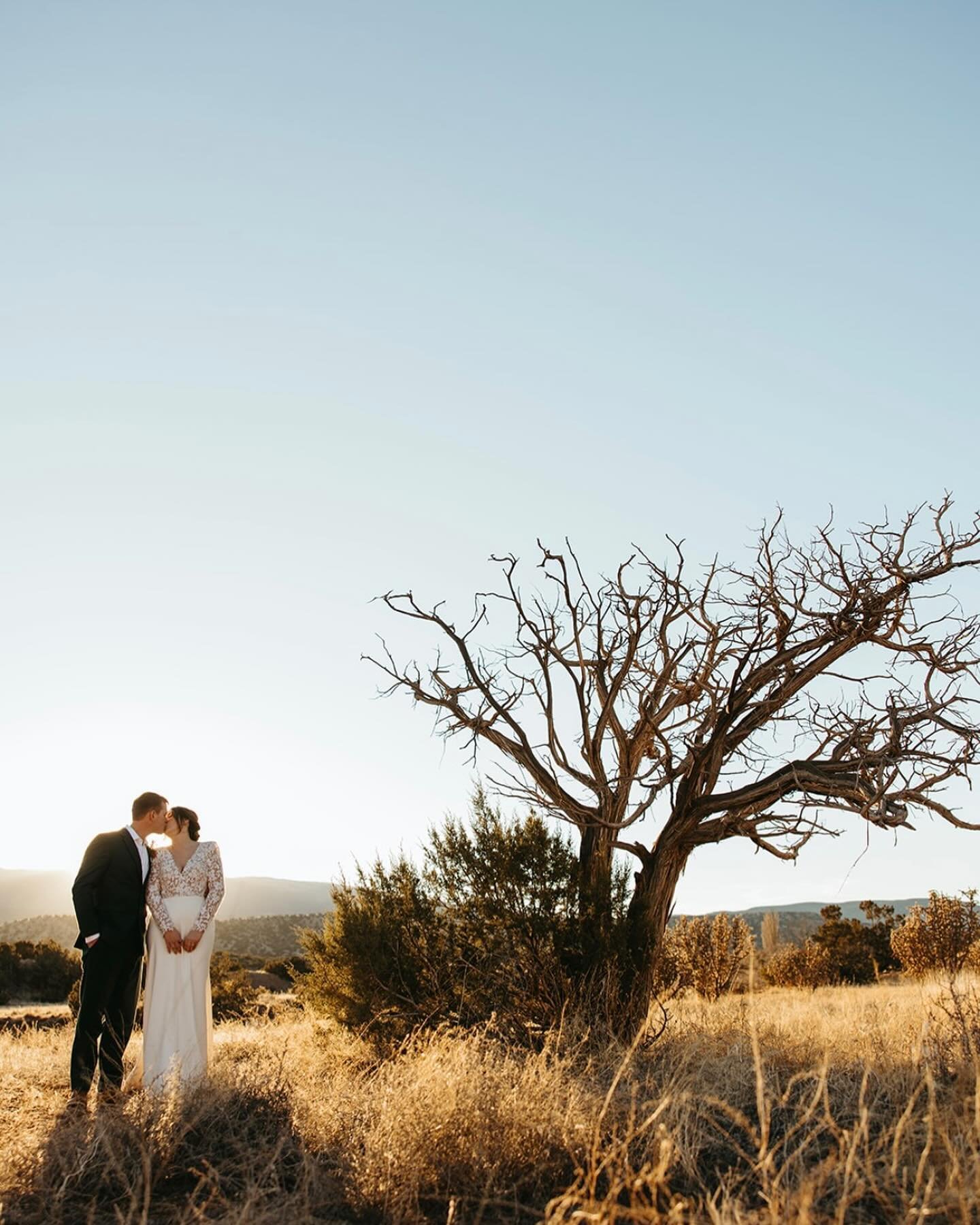 A beautiful late winters eve elopement with Leah and Elijah.  Photo @katielivelyphoto  HMU @genicalee_hmua  Florals @mustardseedflowers_abq