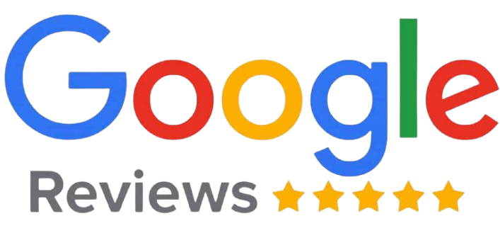 Google Reviews logo with the word 'Reviews' in gray text and five gold stars below.