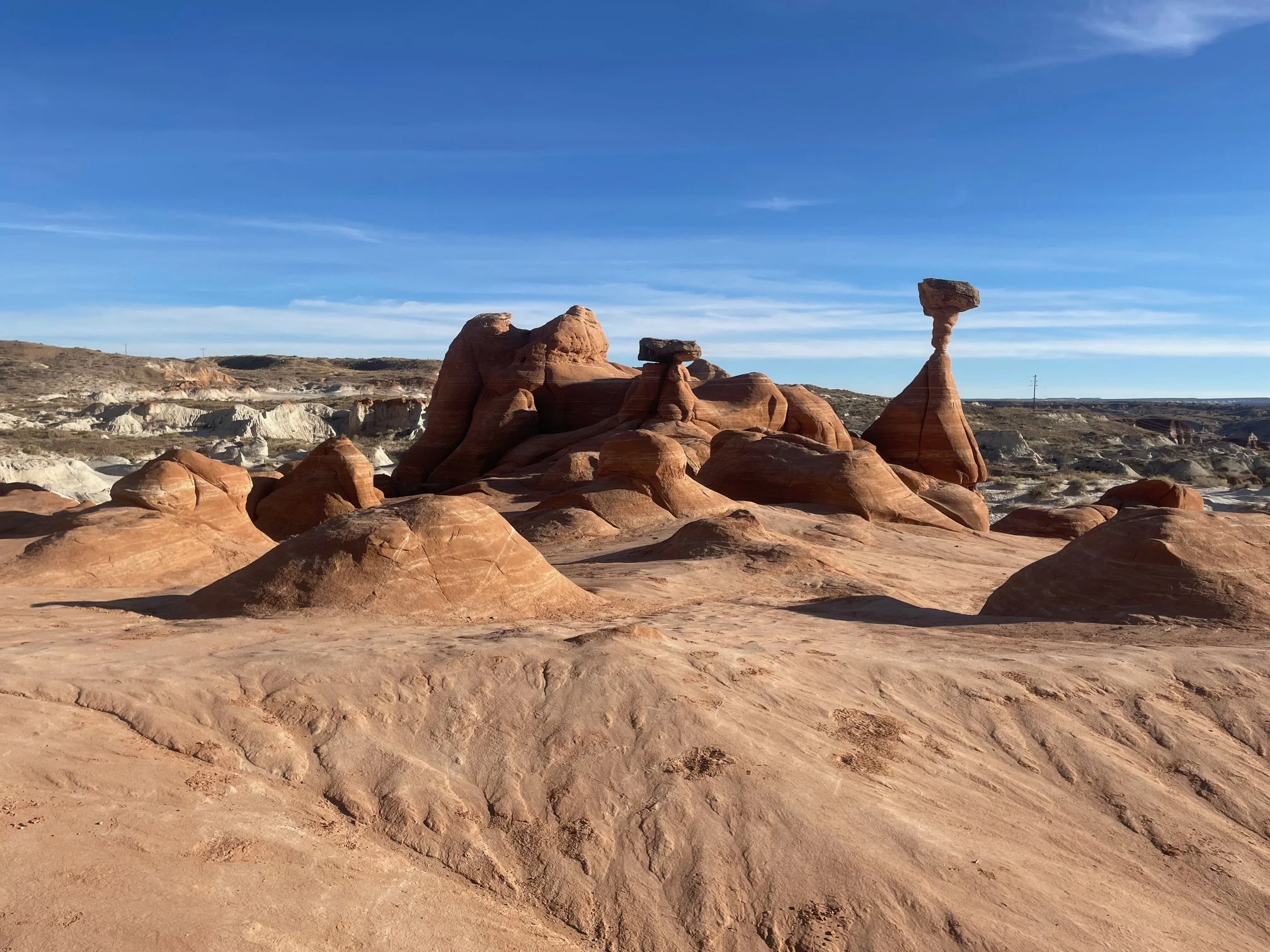 Assortment of sandstone rock outcroppings and formations along Toadstools Trail