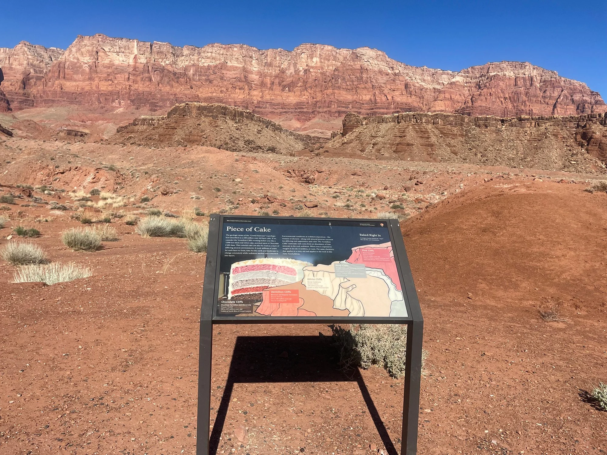 Interpretive sign along Upper Cathedral Wash Trail "Piece of Cake"