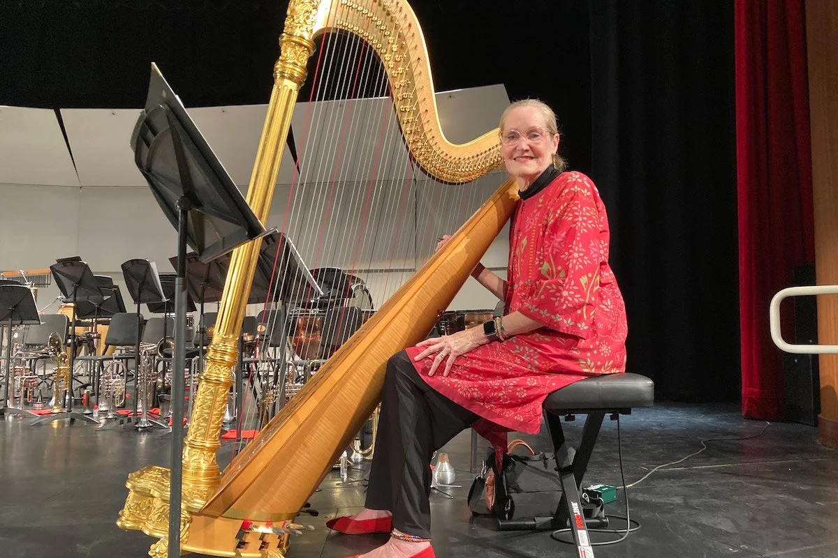 February 15, 2026 - Harpist Ellie Choate with the California Brass Consortium