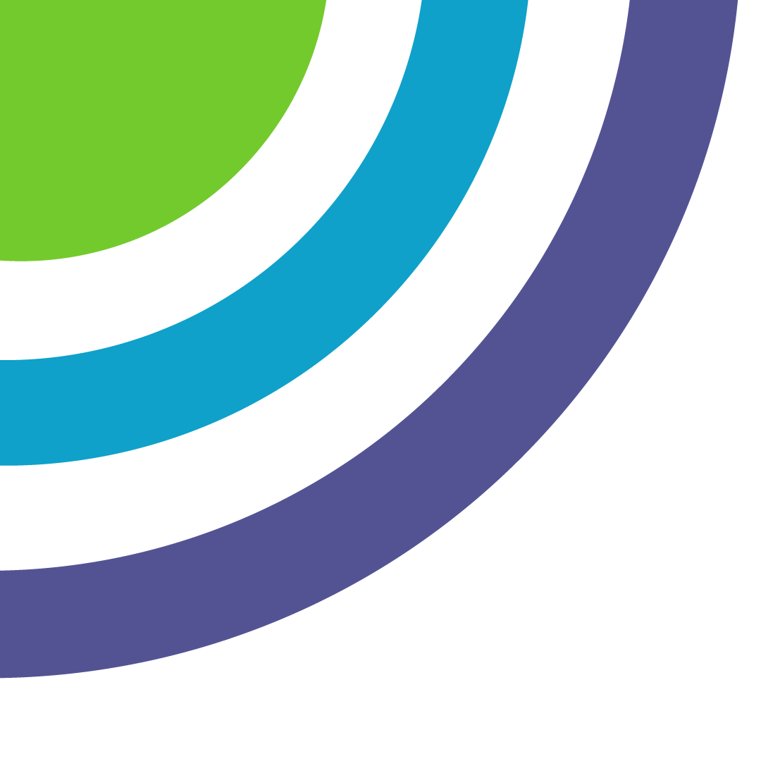 Colored concentric circles on a white background, featuring green, white, blue, and purple rings.