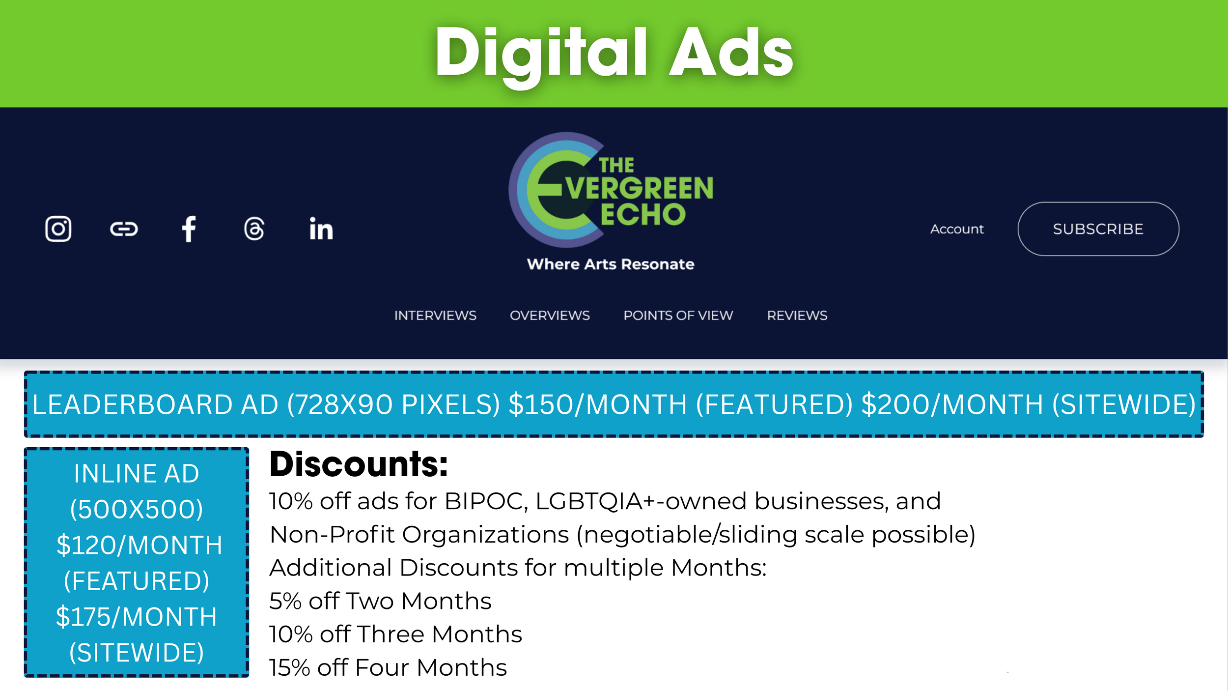 Digital Ads with rates for 2025