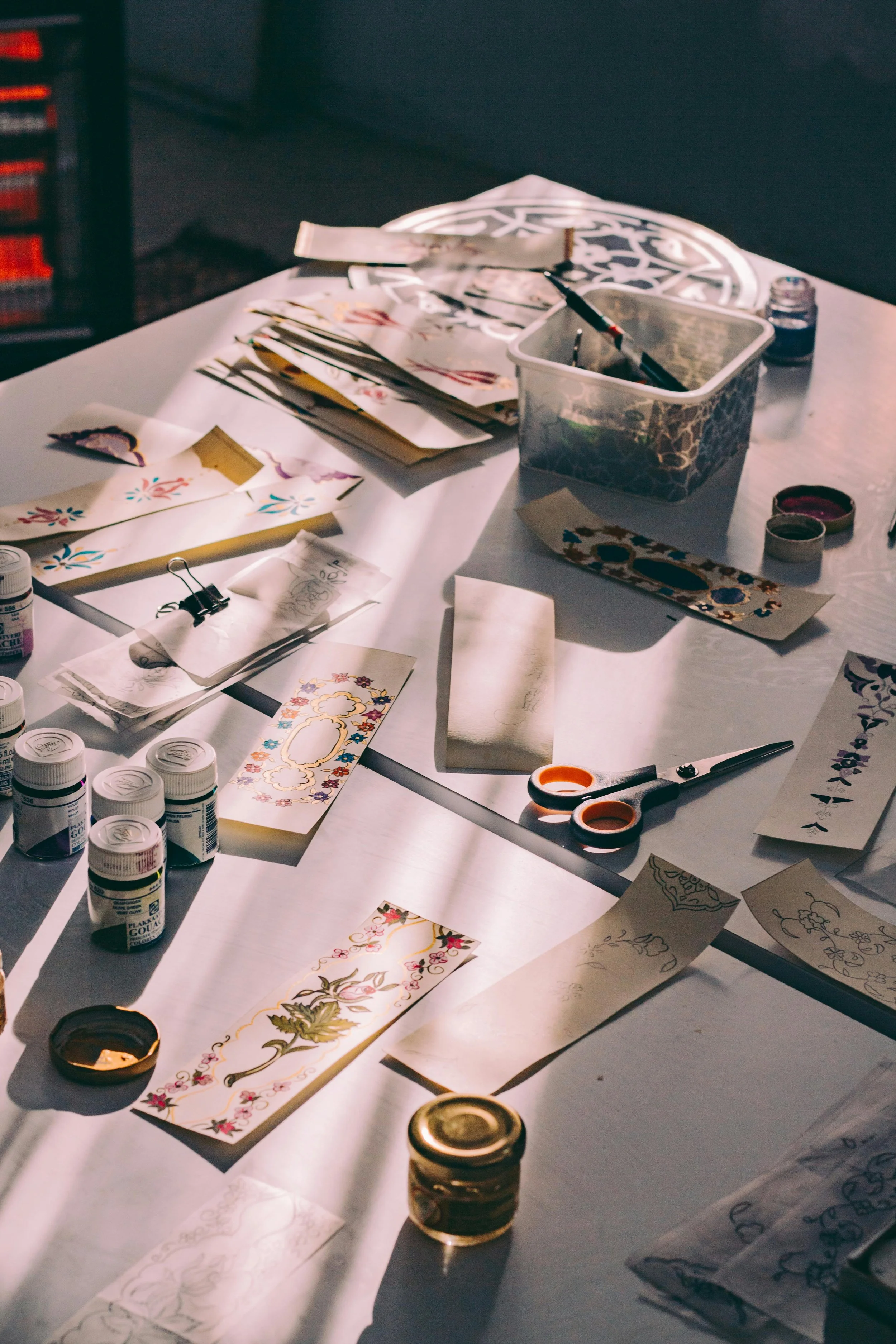 table with craft supplies