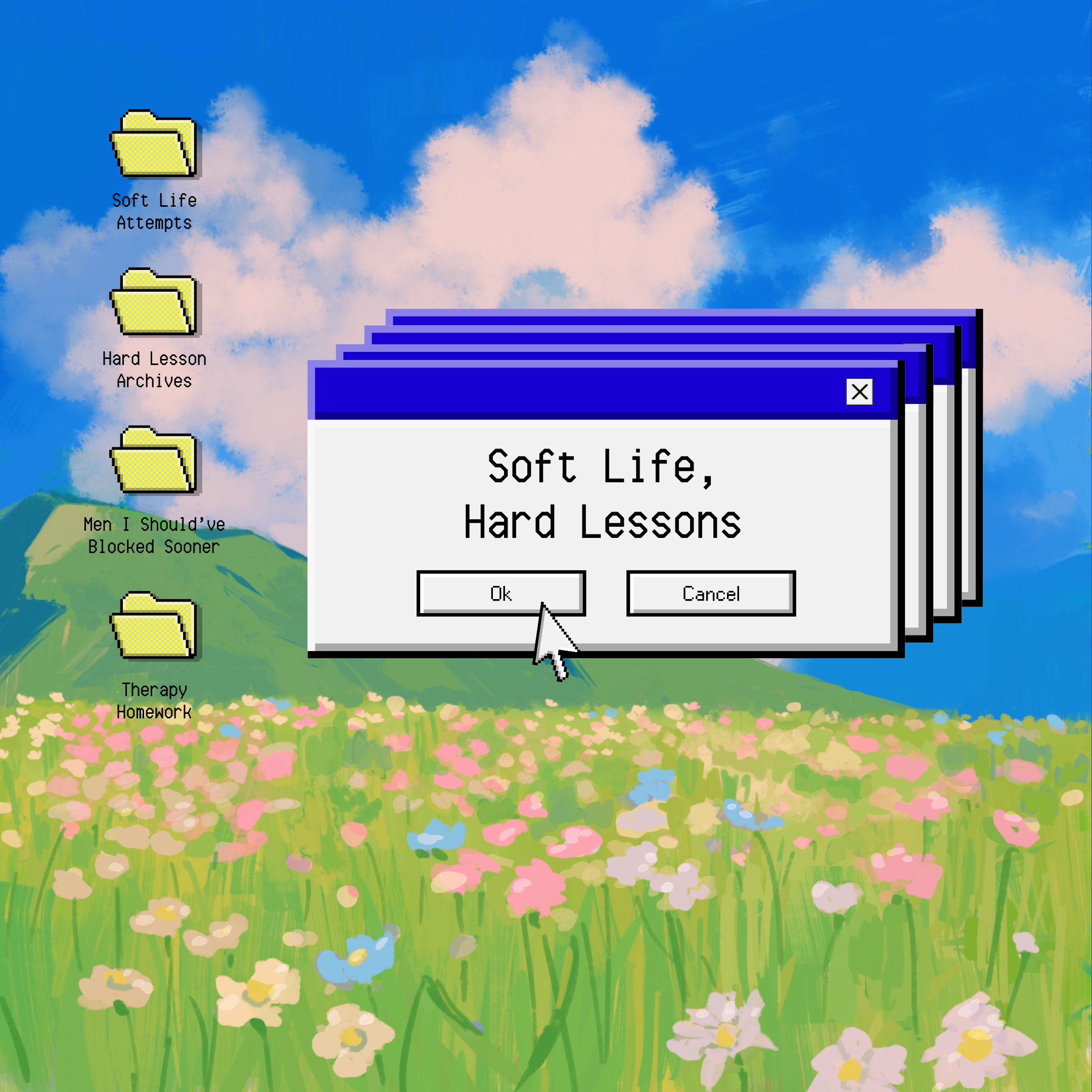 Windows 1990s background with message boxes