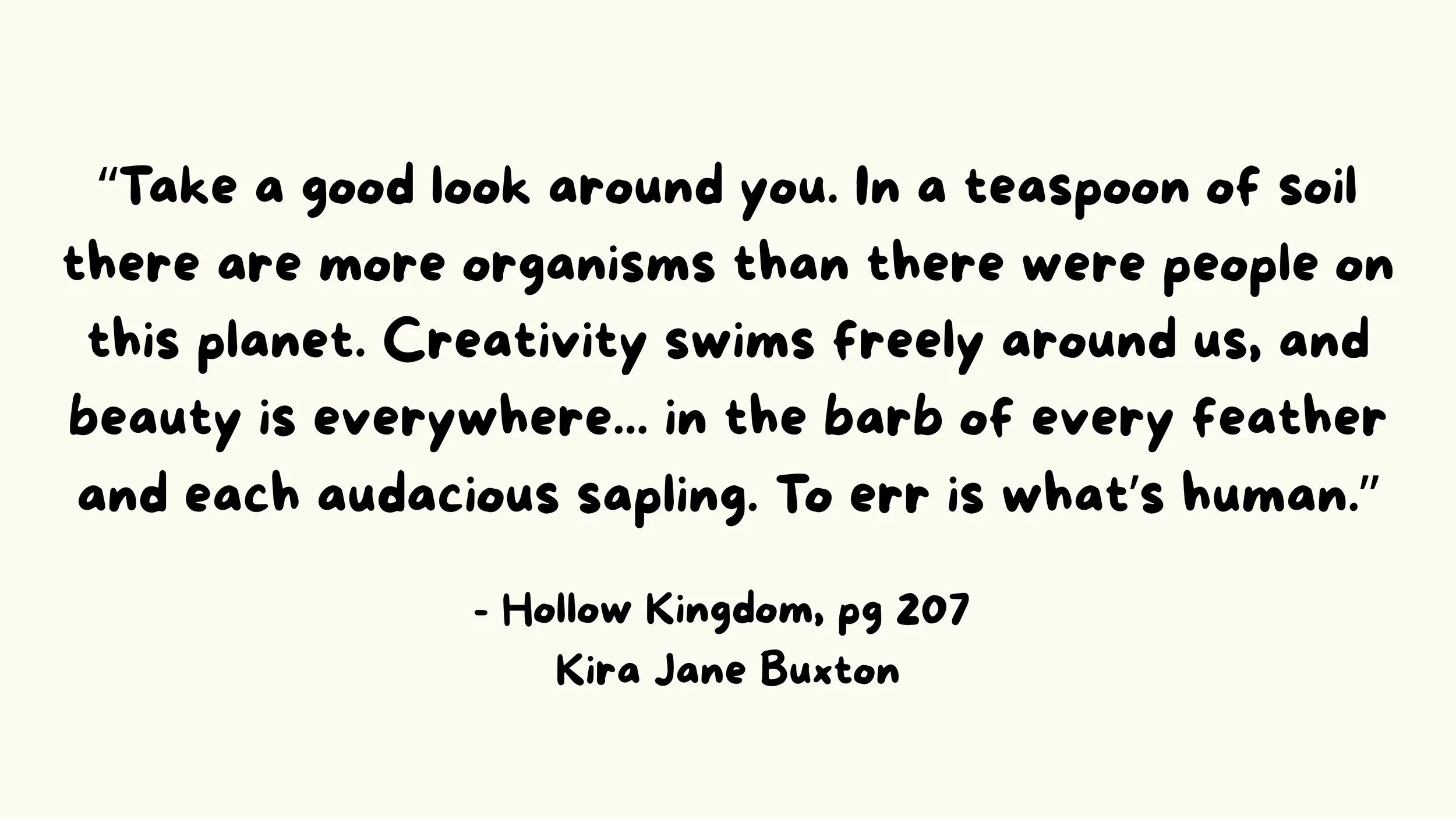 quote from Hollow Kingdom in black letters on a white background