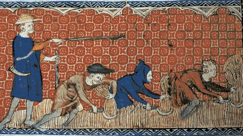 serfs at work, art from Middle Ages