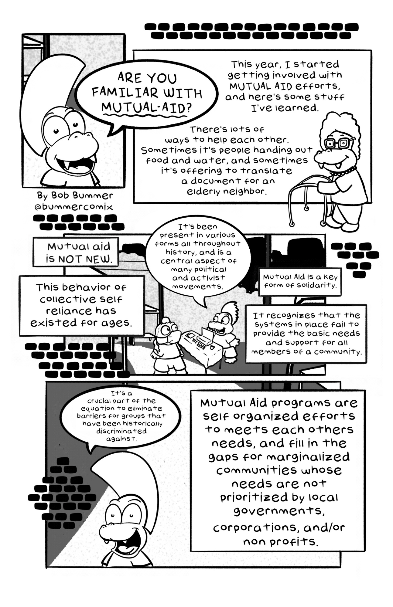 Mutual aid explainer comic by Bob