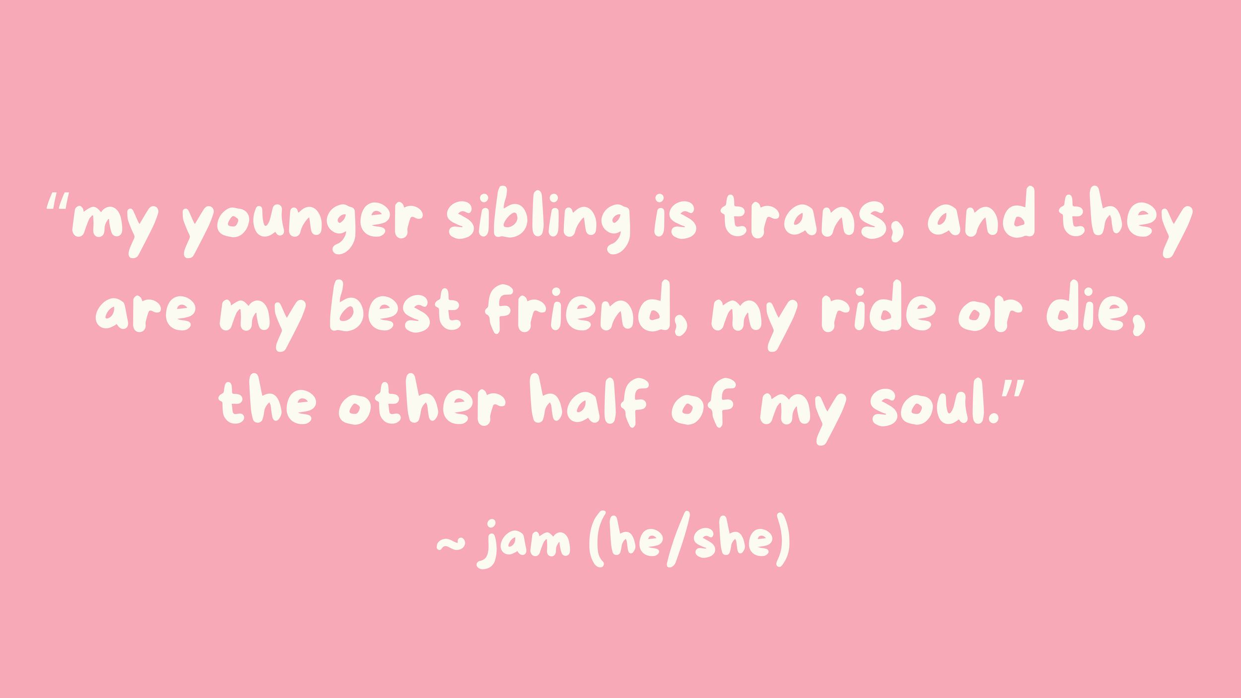 pink background with white letter overlay, quote from jam