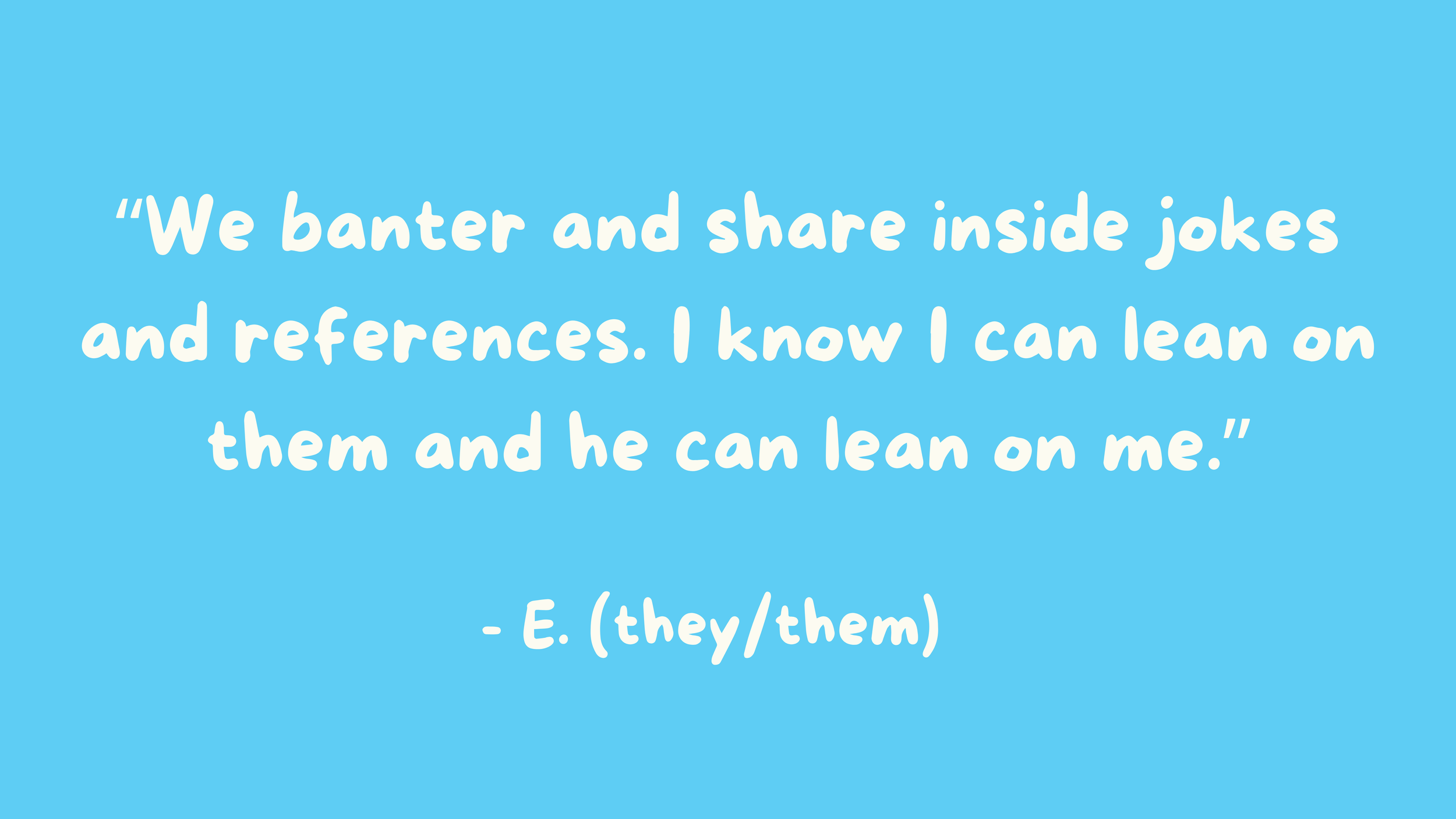 blue background with white letter overlay; quote from E.