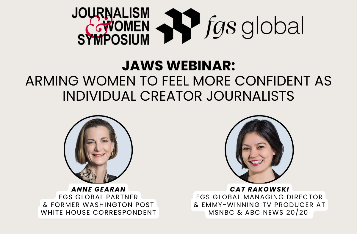 JAWS WEBINAR: Arming Women to Feel More Confident as Individual Creator Journalists