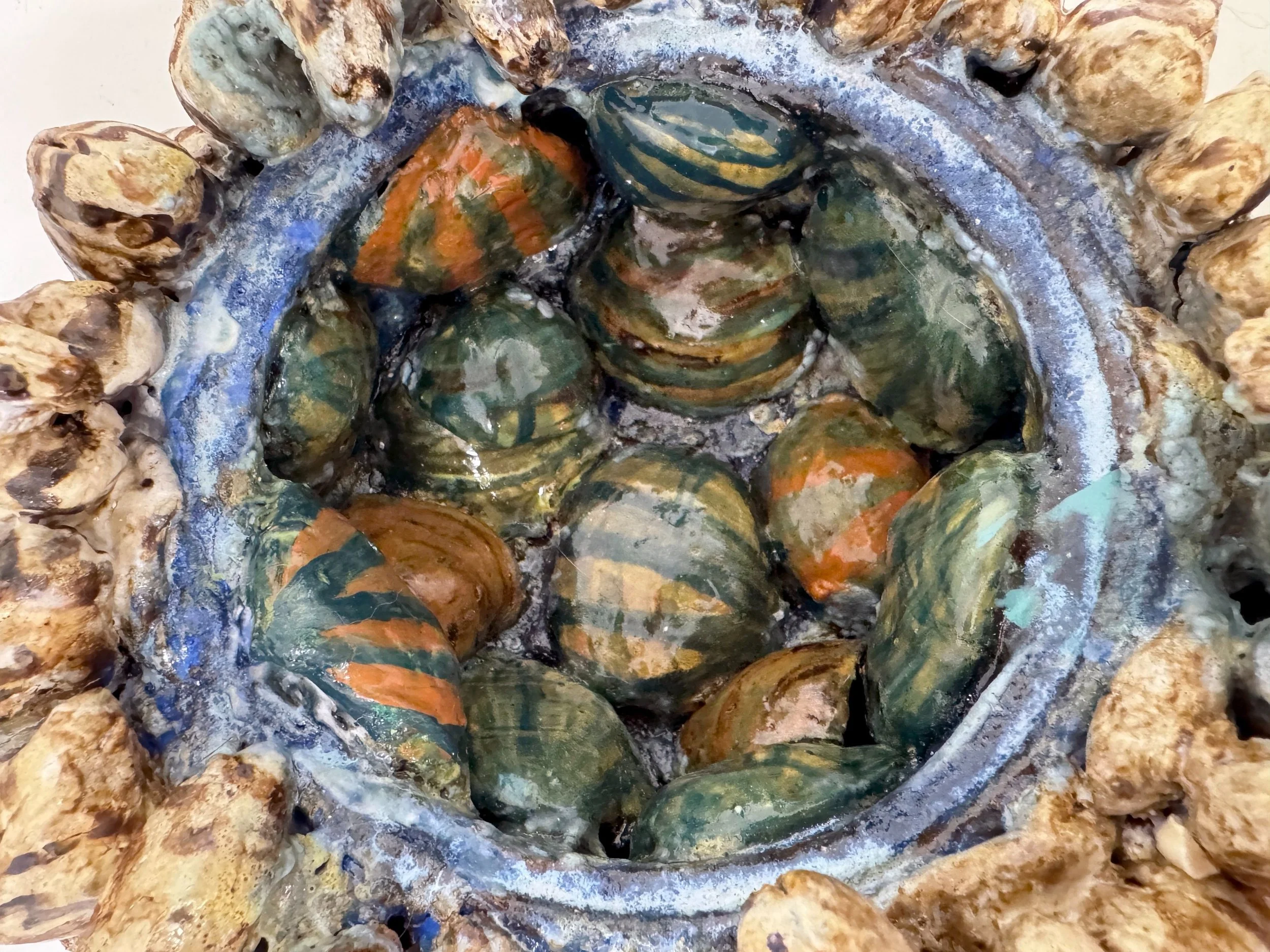 Zebra Mussels (detail), 2025. Stoneware.