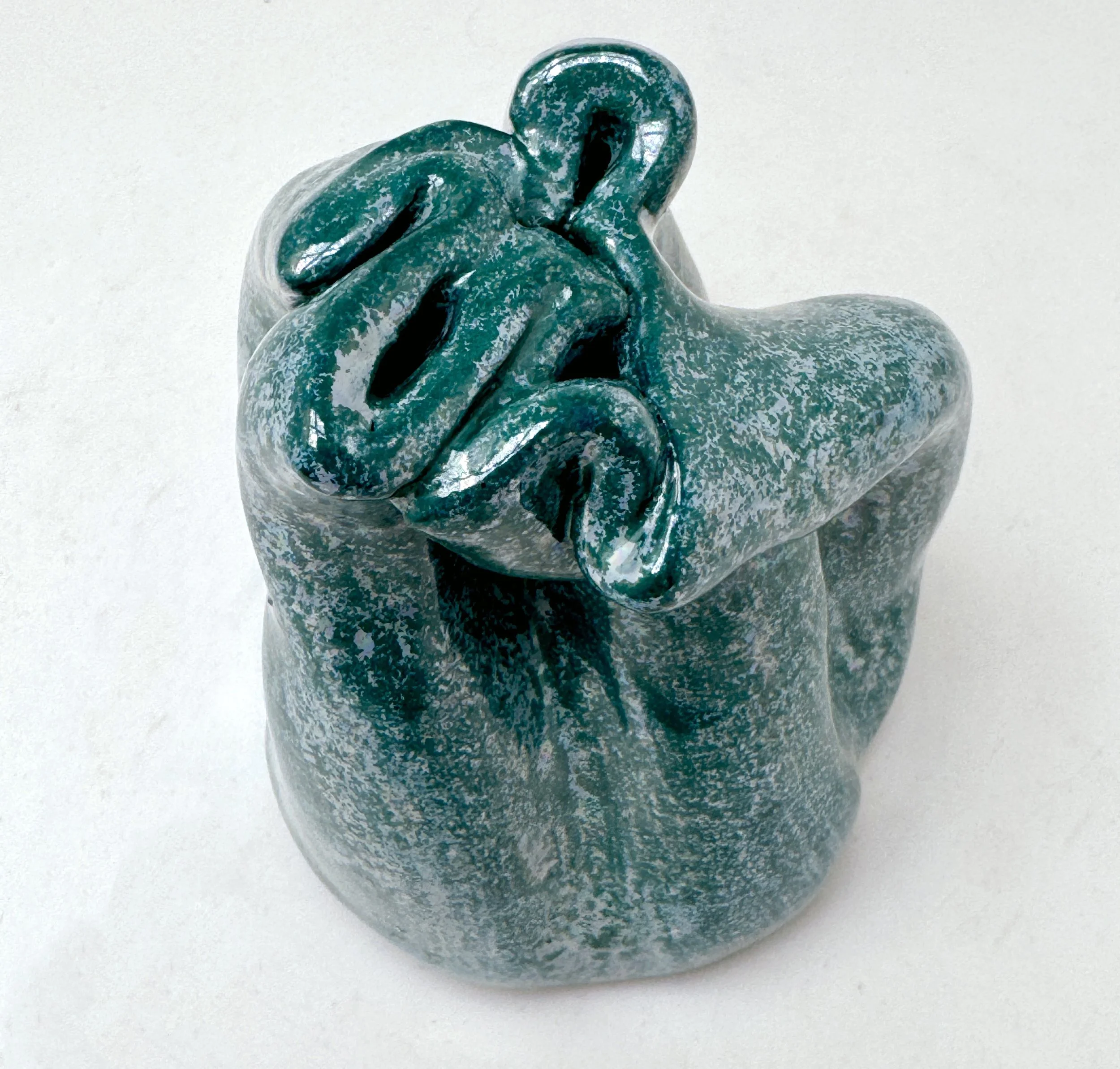 Collapsed Form (Green), 2025. Porcelain. 4 x 4".