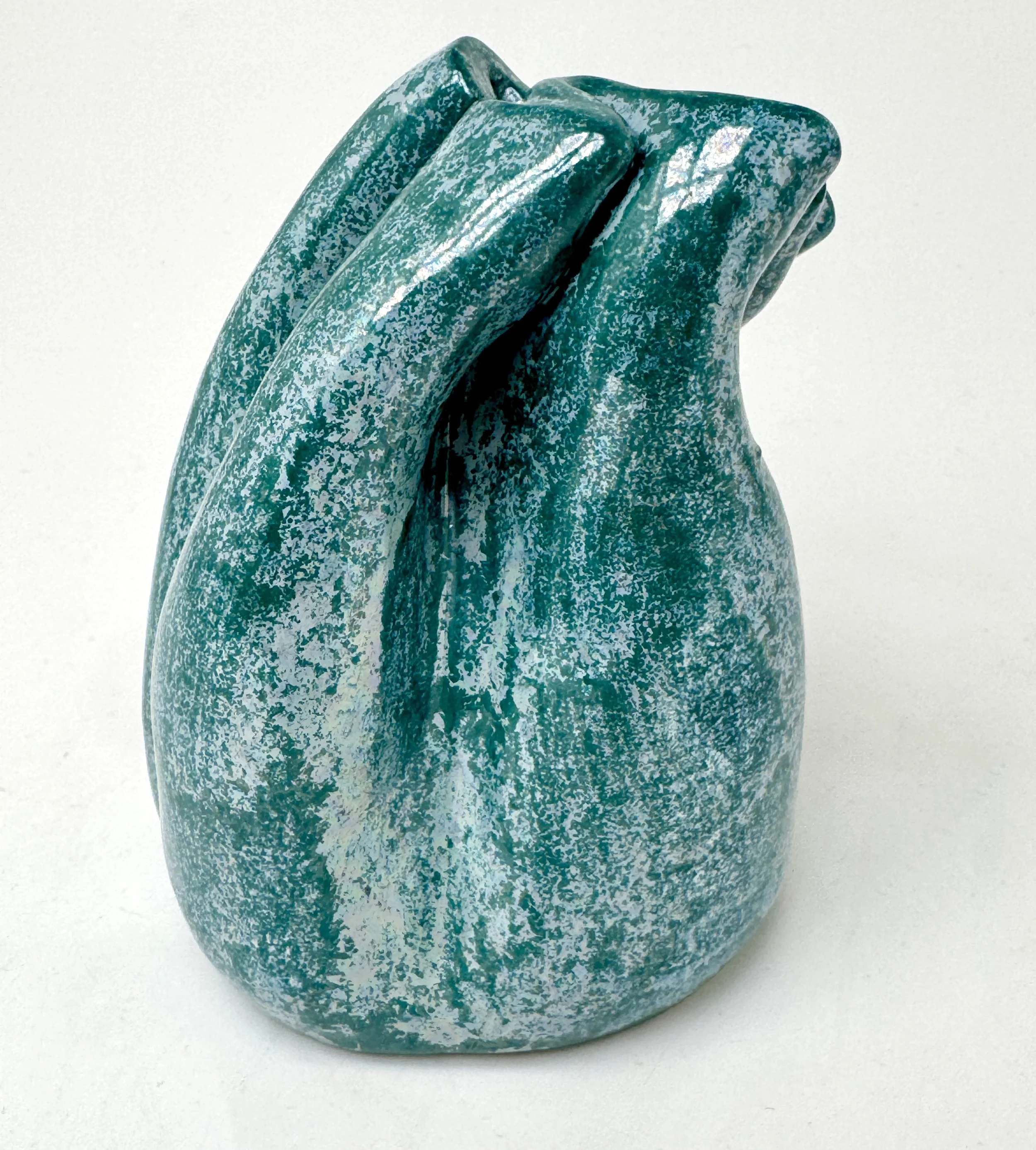 Collapsed Form (Green), 2025. Porcelain. 4 x 4".