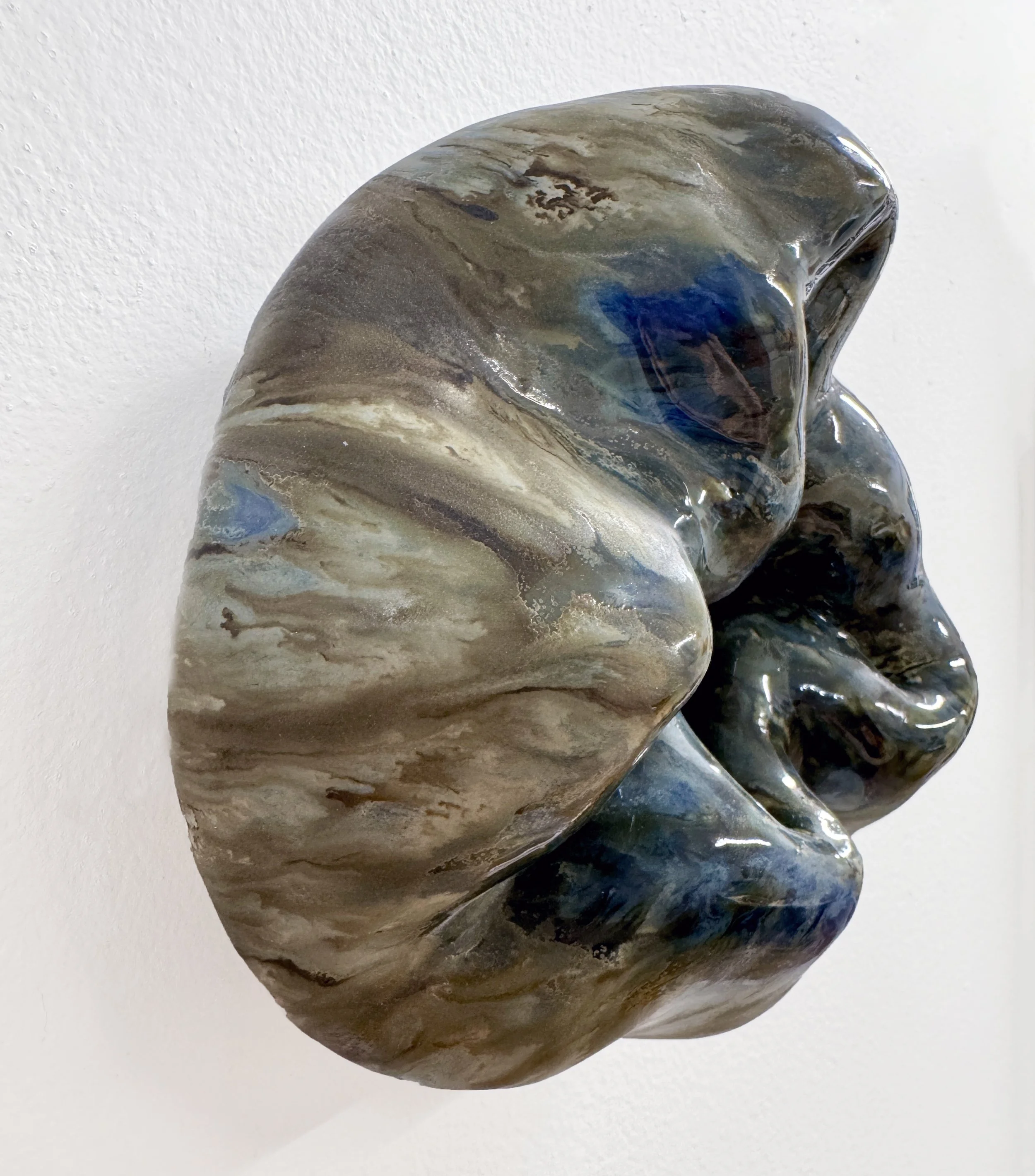 Collapsed Form (Blue Wall), 2024. Stoneware. 6 x 6"