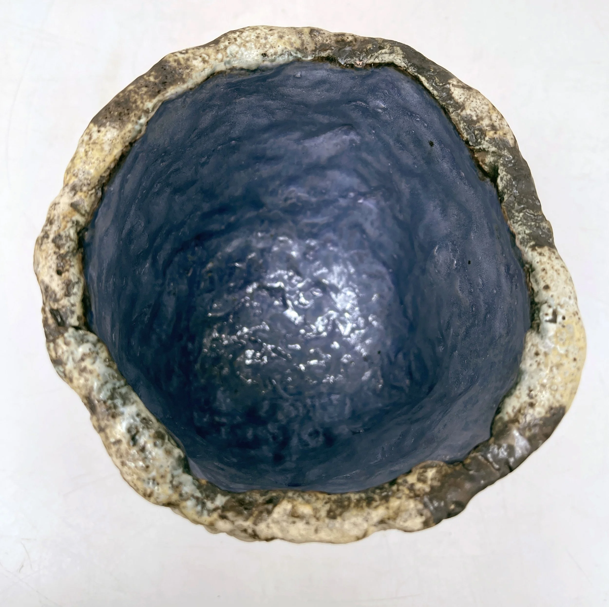 Geode (looking in from the top). 5 3/4" tall x 5 1/4" deep x 5 1/4" wide. Stoneware.
