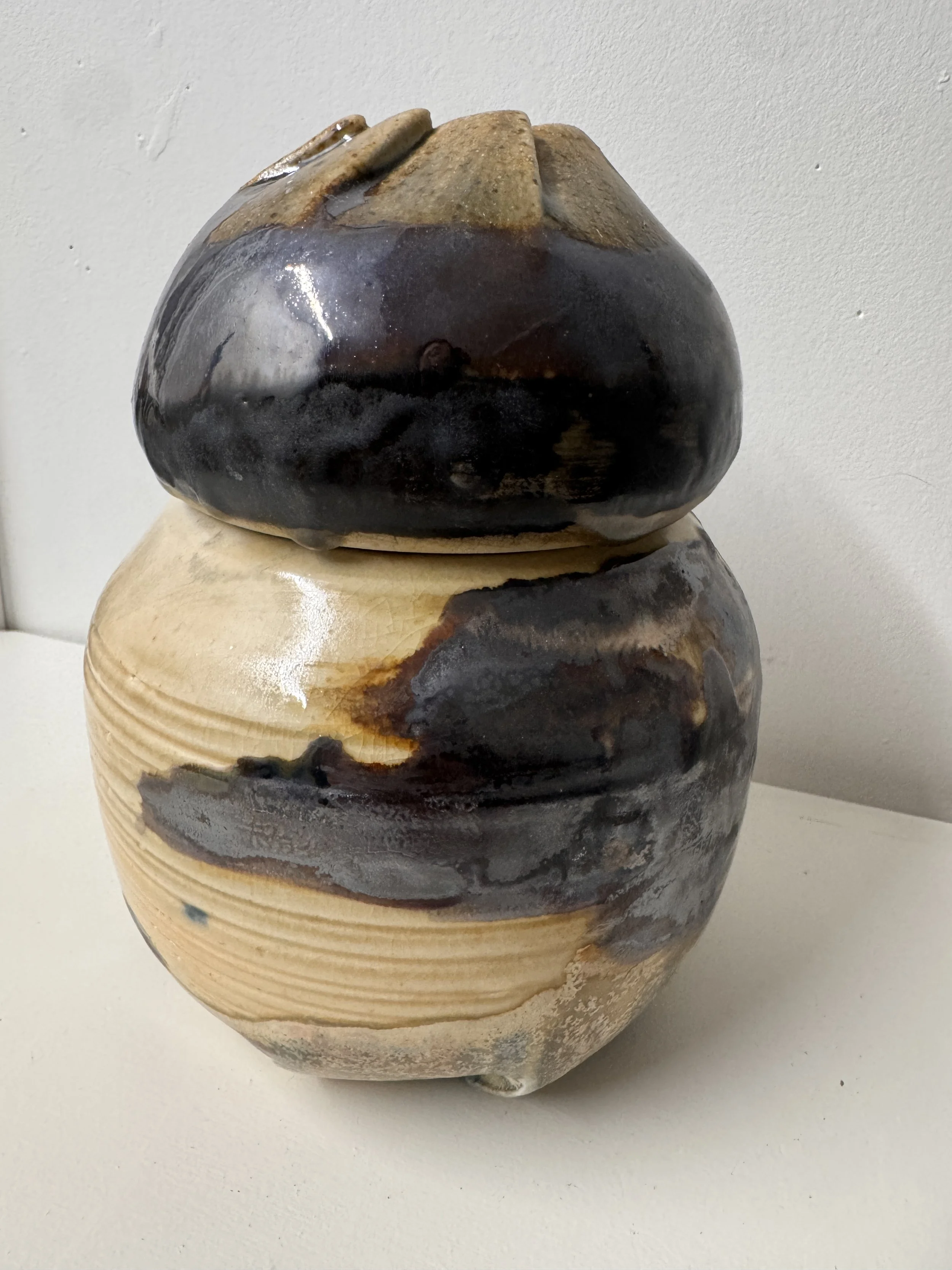 Collapsed (F4 WF), 2025-2026. Wood-fired and glazed stoneware. 8 x 6 x 6"