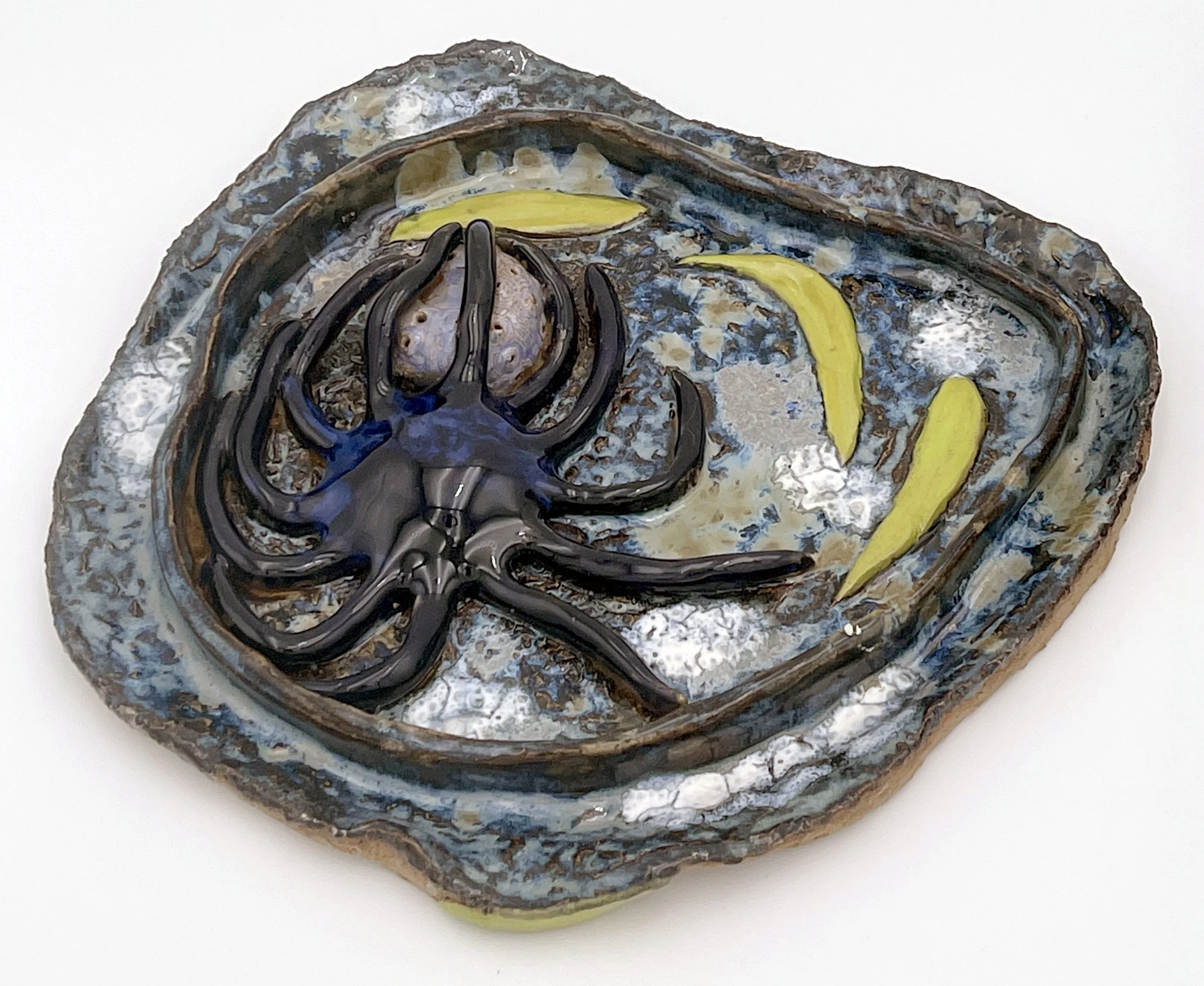 Zombie Urchins (detail of inside), 2023. 12" w x 12" x 8" high. Stoneware.