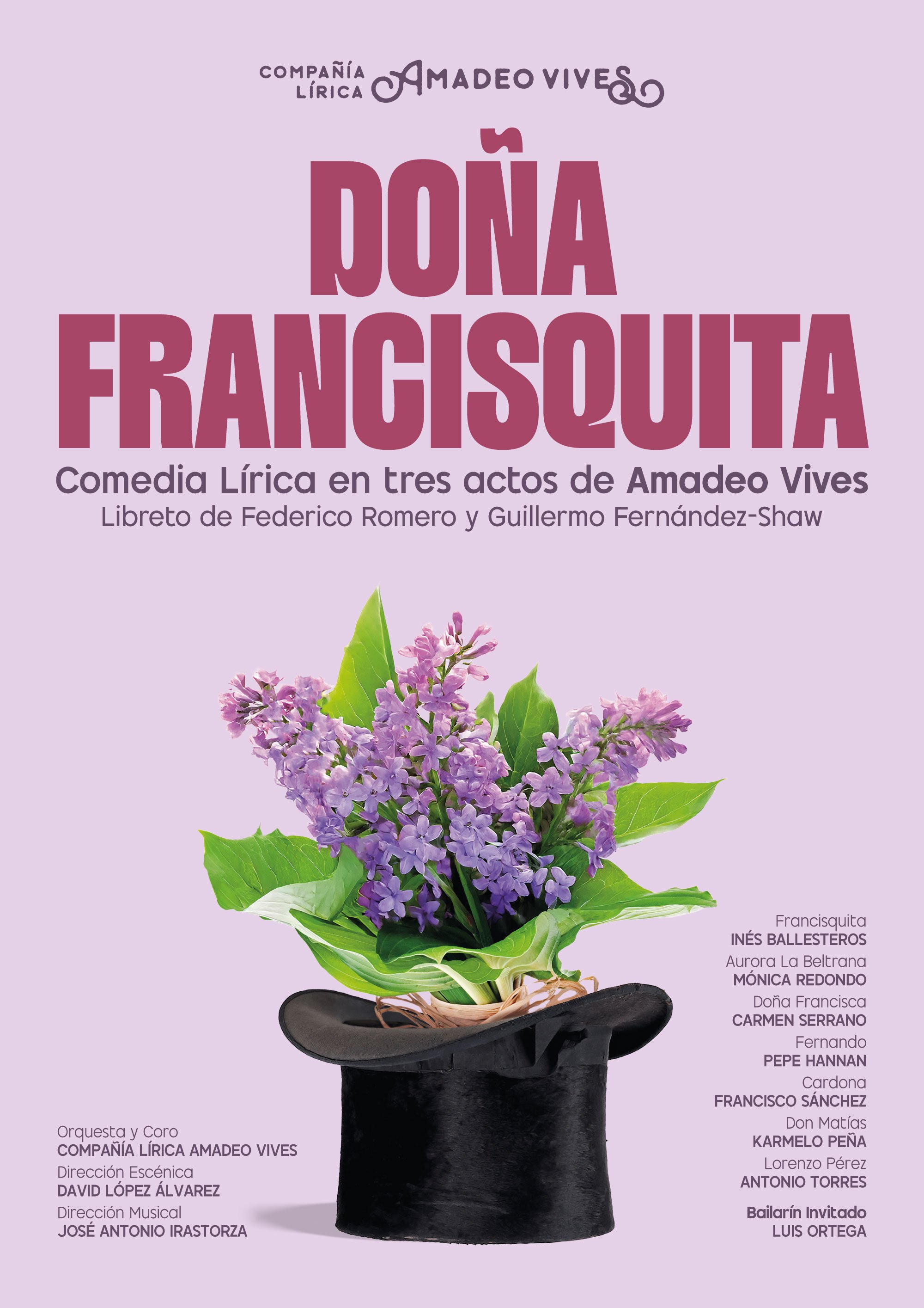 Cartel de la zarzuela Doña Francisquita, por la Compañía Lírica Amadeo Vives