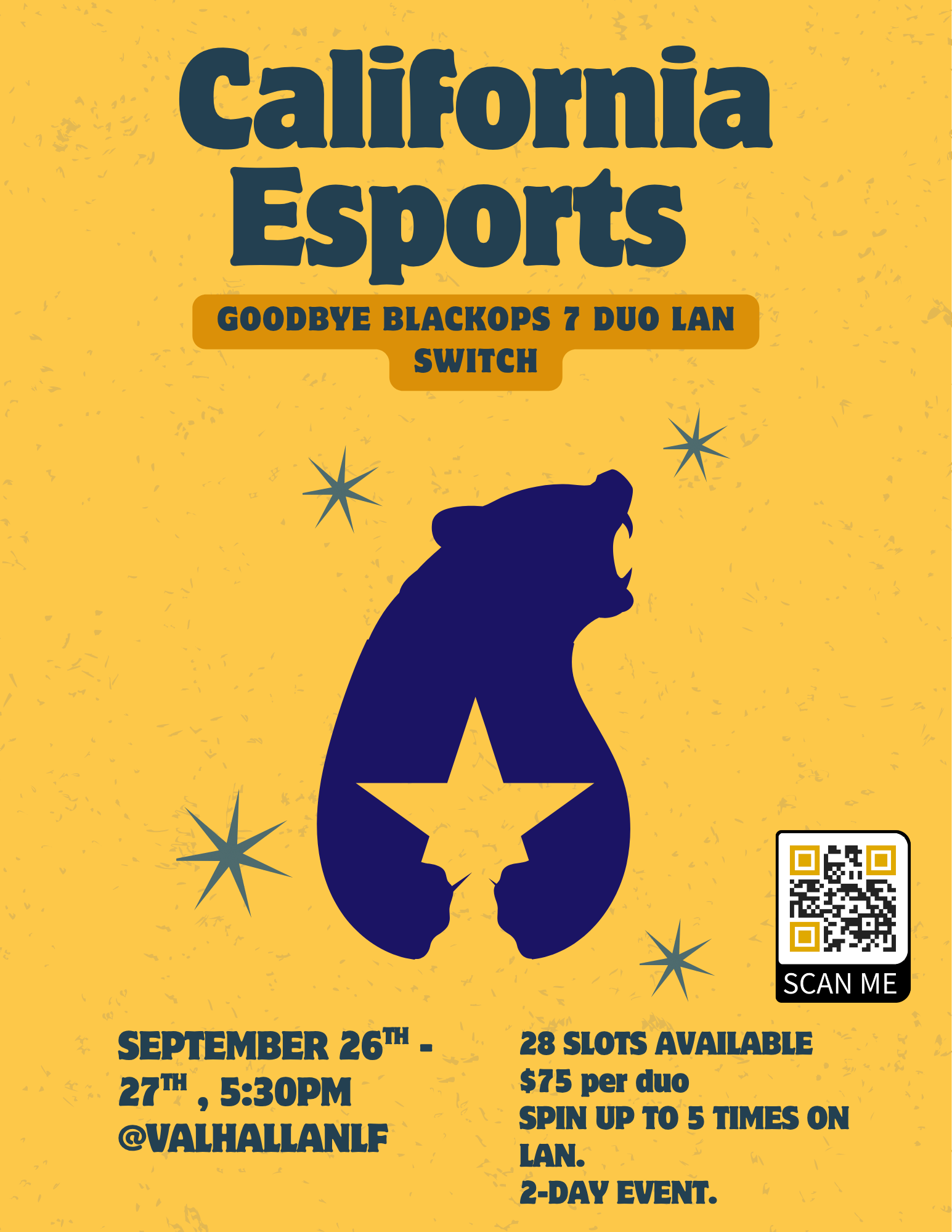 California Esports 4v4 Call of Duty Blackops 7 DUO-Switch 2-Day LAN