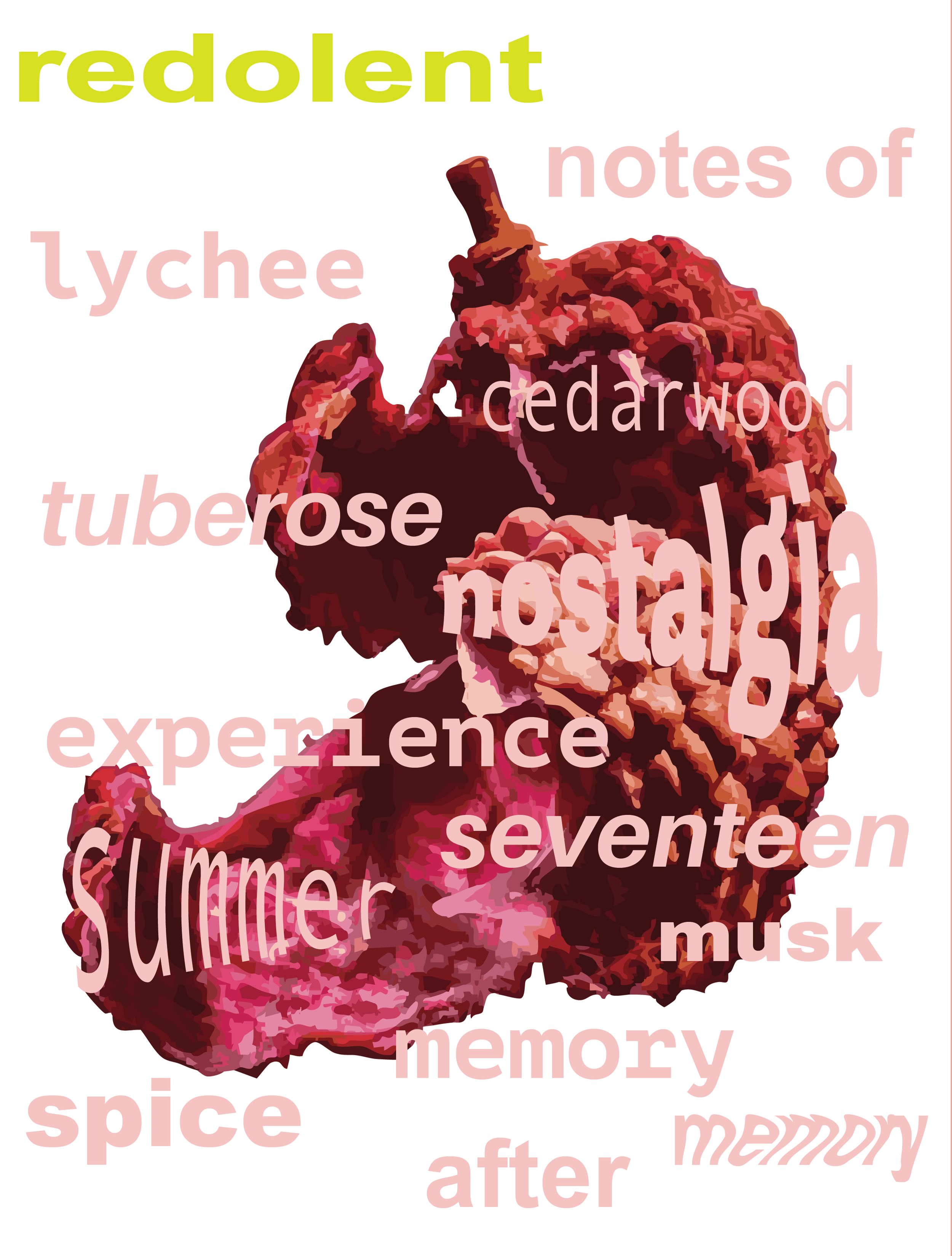 notes for concept fragrance, typography prioritized