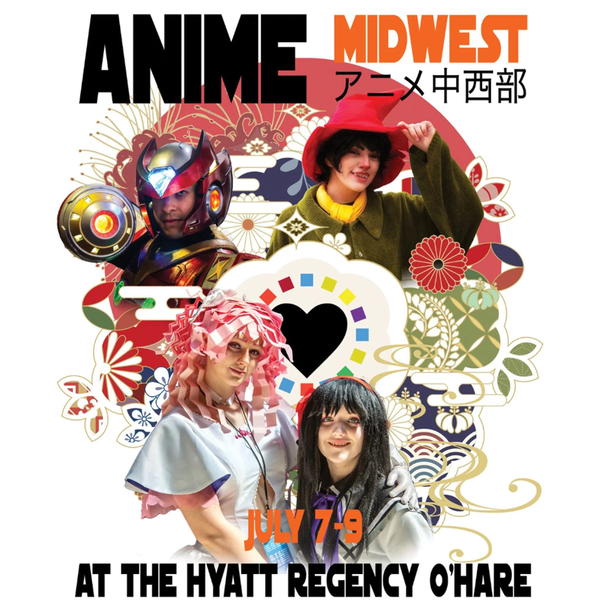 Anime Midwest convention poster design in Chicago featuring cosplay characters and event branding created by Rieley Finn