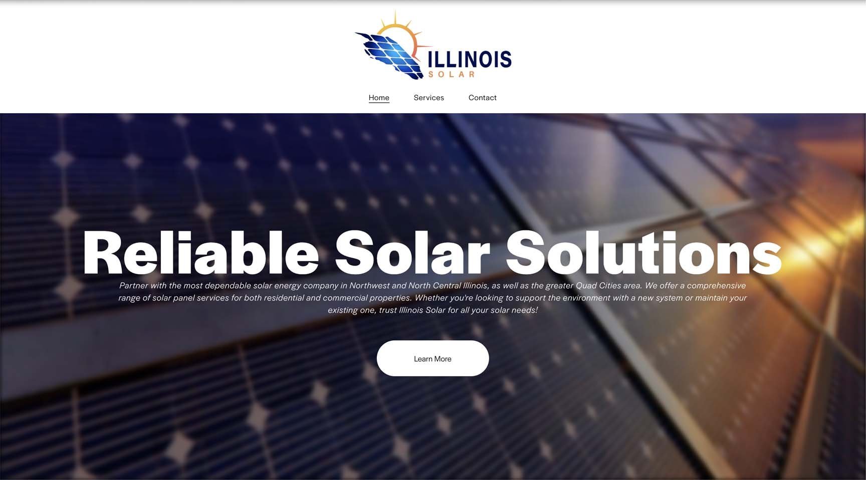 Illinois Solar website design featuring residential and commercial solar solutions
