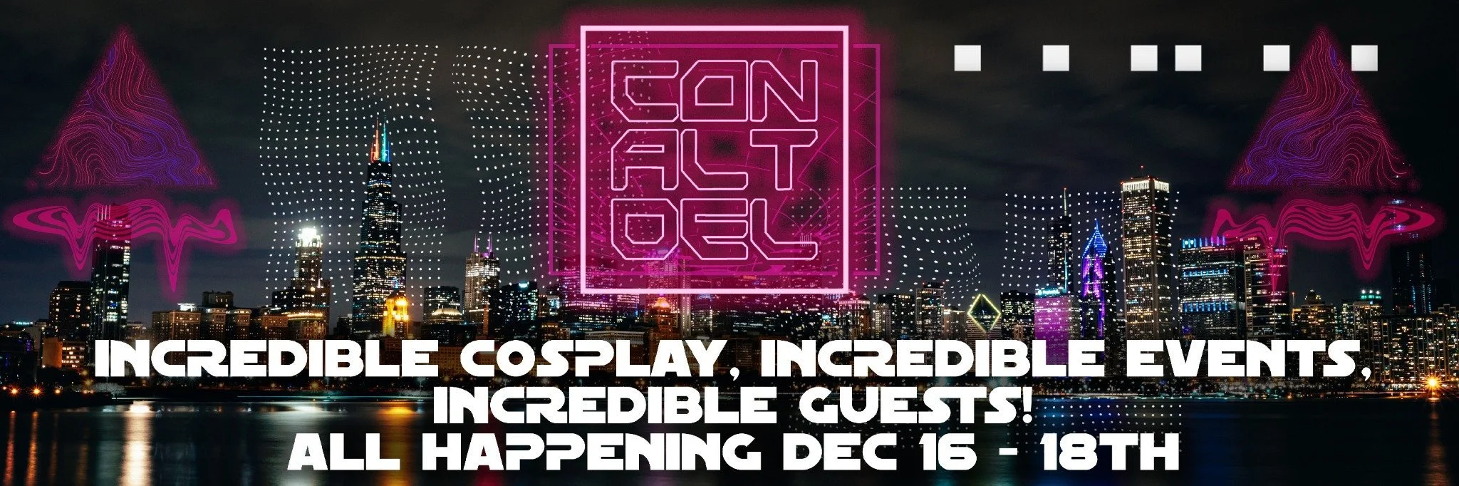 Chicago convention skyline banner design for Con Alt Delete event marketing campaign created by Rieley Finn