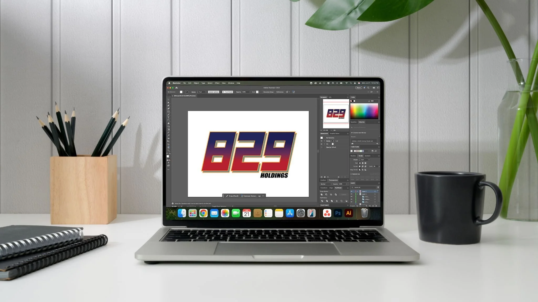 829 Holdings logo design and brand identity created in Adobe Illustrator