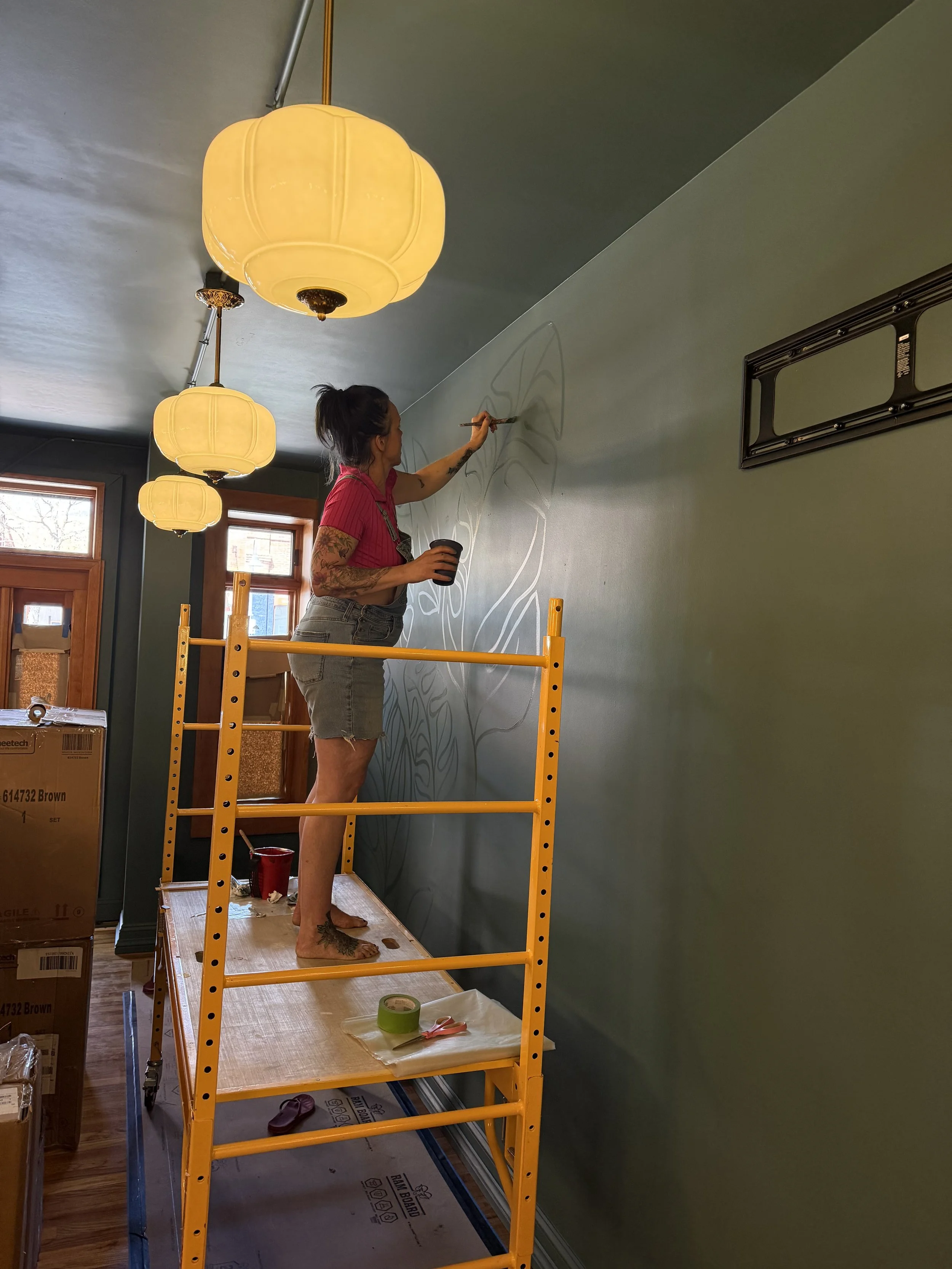 Linger Coffee Co., Lyons: murals in dining room & restrooms