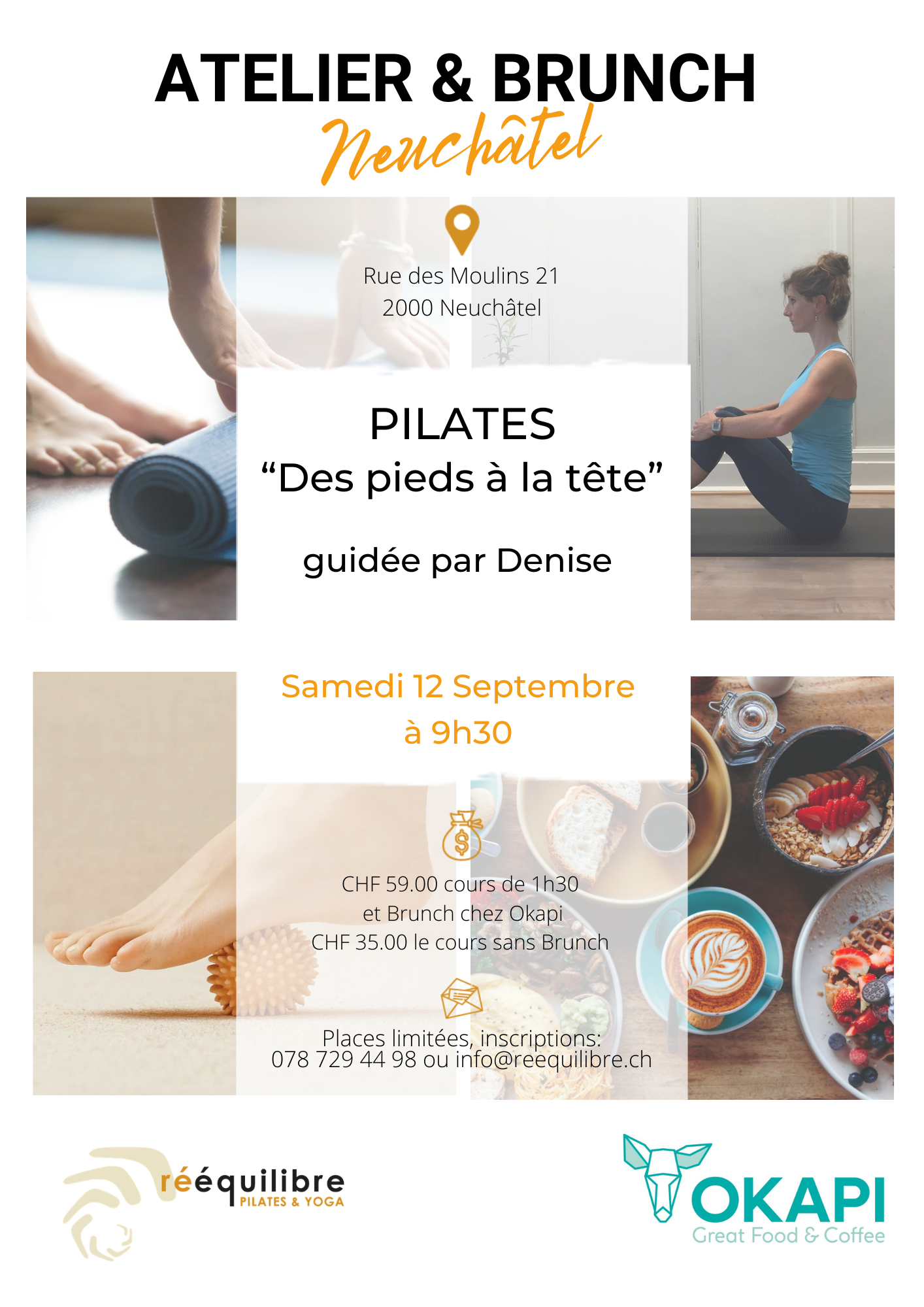 Atelier &amp; Brunch du samedi 12 septembre: PILATES, des pieds à la tête