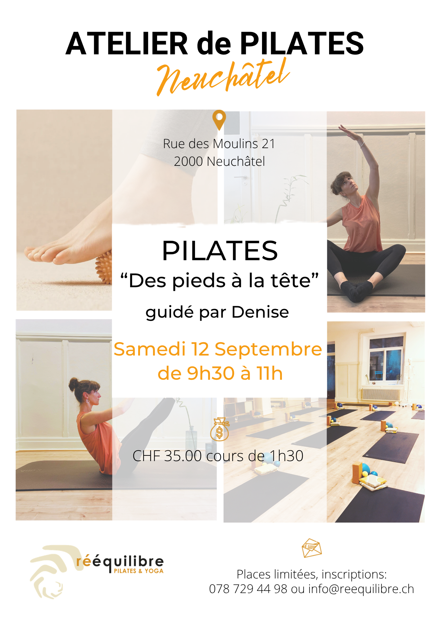 Atelier de Pilates du samedi 12 septembre: PILATES, des pieds à la tête
