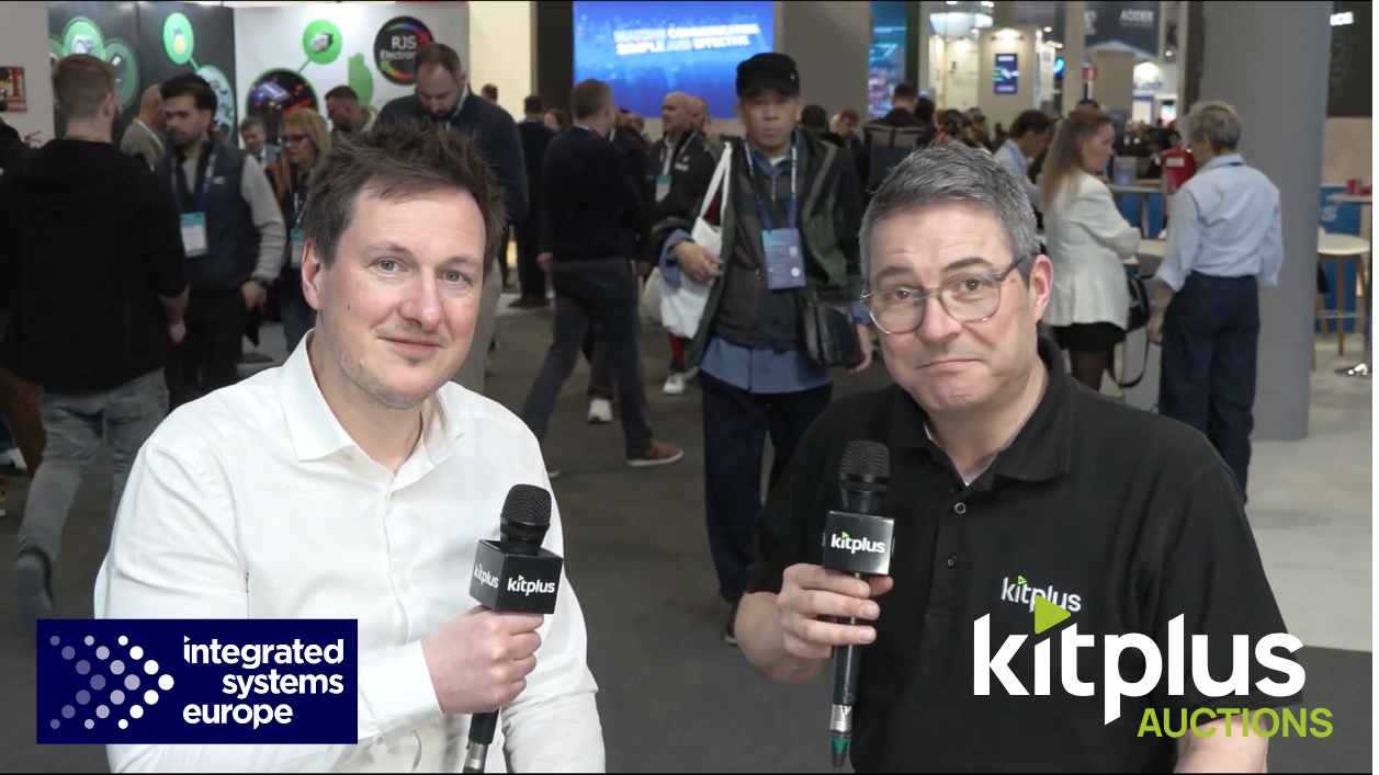 Dan and Matt at ISE 2026 discussing broadcast equipment reuse and resale