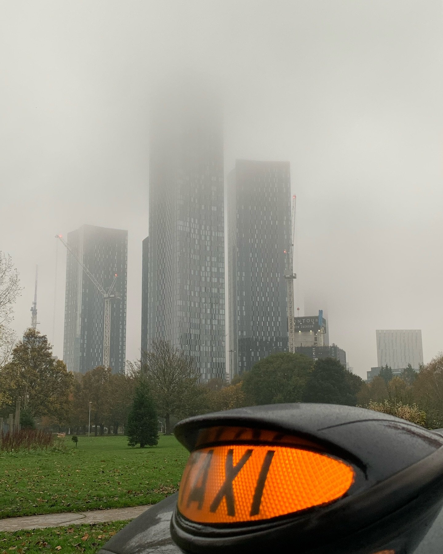 It&rsquo;s a moody one today. You can&rsquo;t even see the top of Manchester&rsquo;s tallest building. The south tower 201 meters high. #manchester #manchestertowers