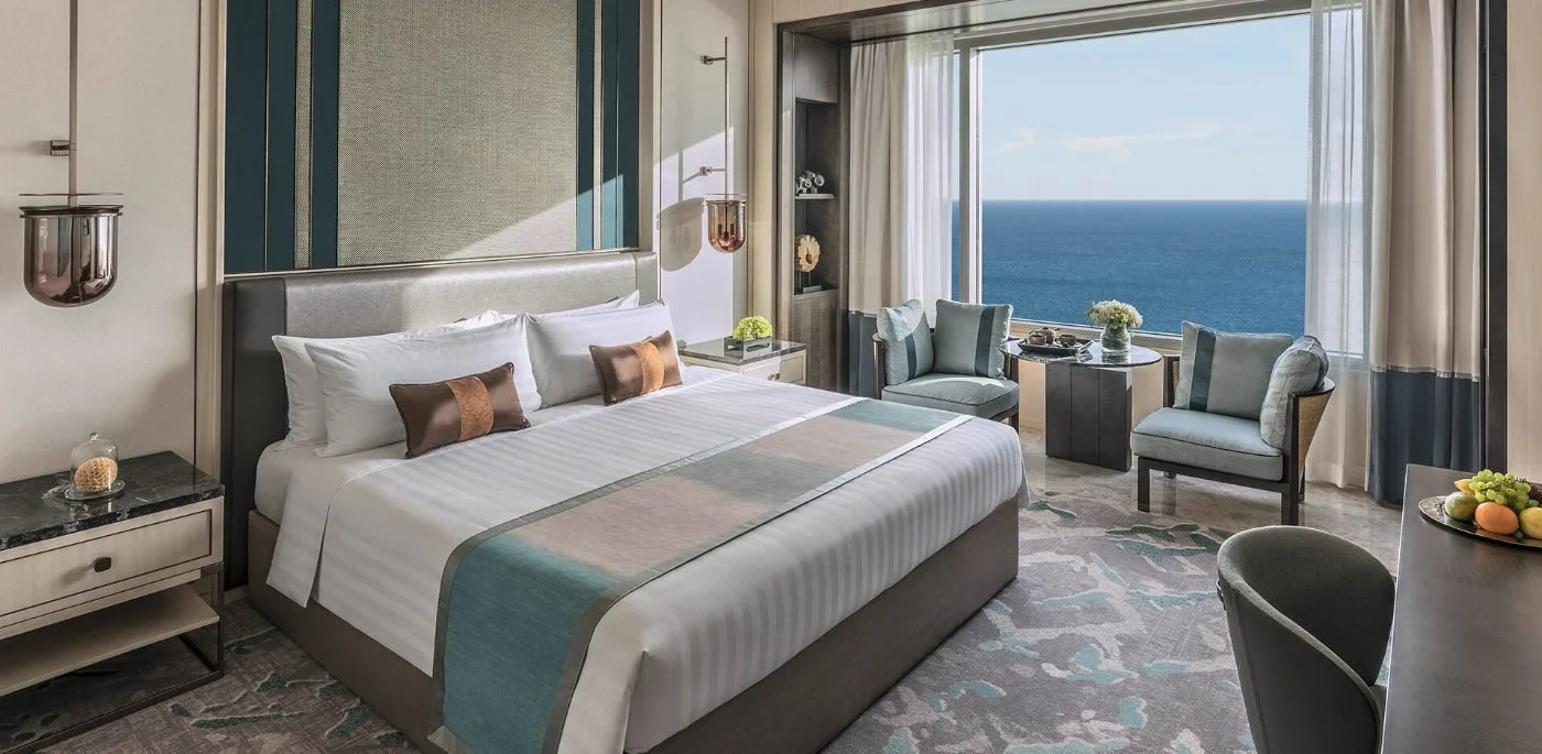 A Deluxe Ocean View room at Shangri-La Colombo, with floor-to-ceiling windows over the sea