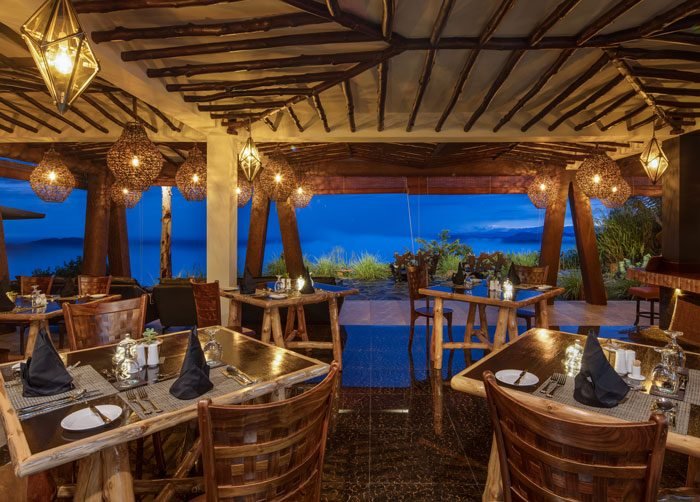 Tables on the Sky Deck at Dream Cliff, with mountain views