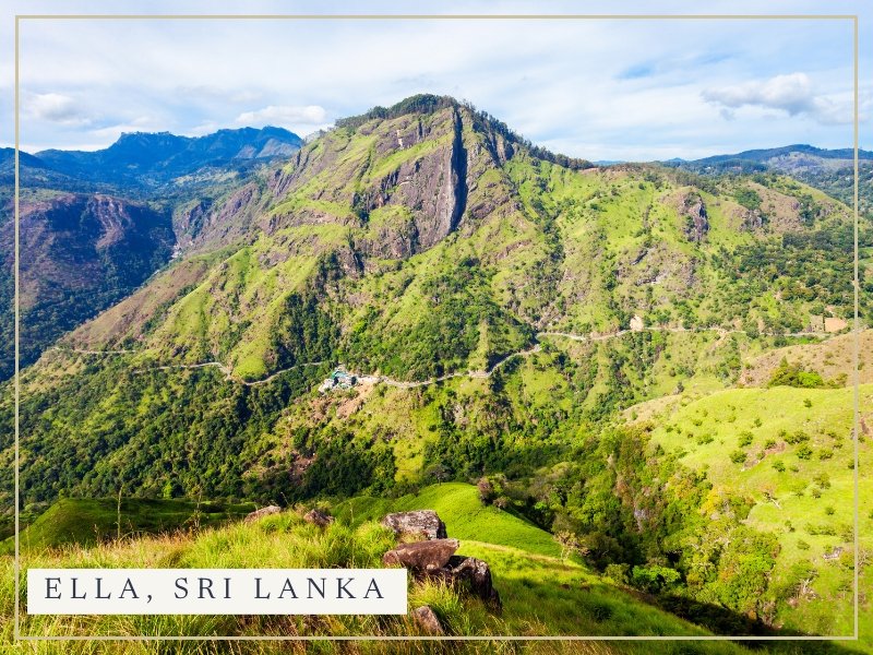 Little Adam's Peak rising above the green hills near Ella